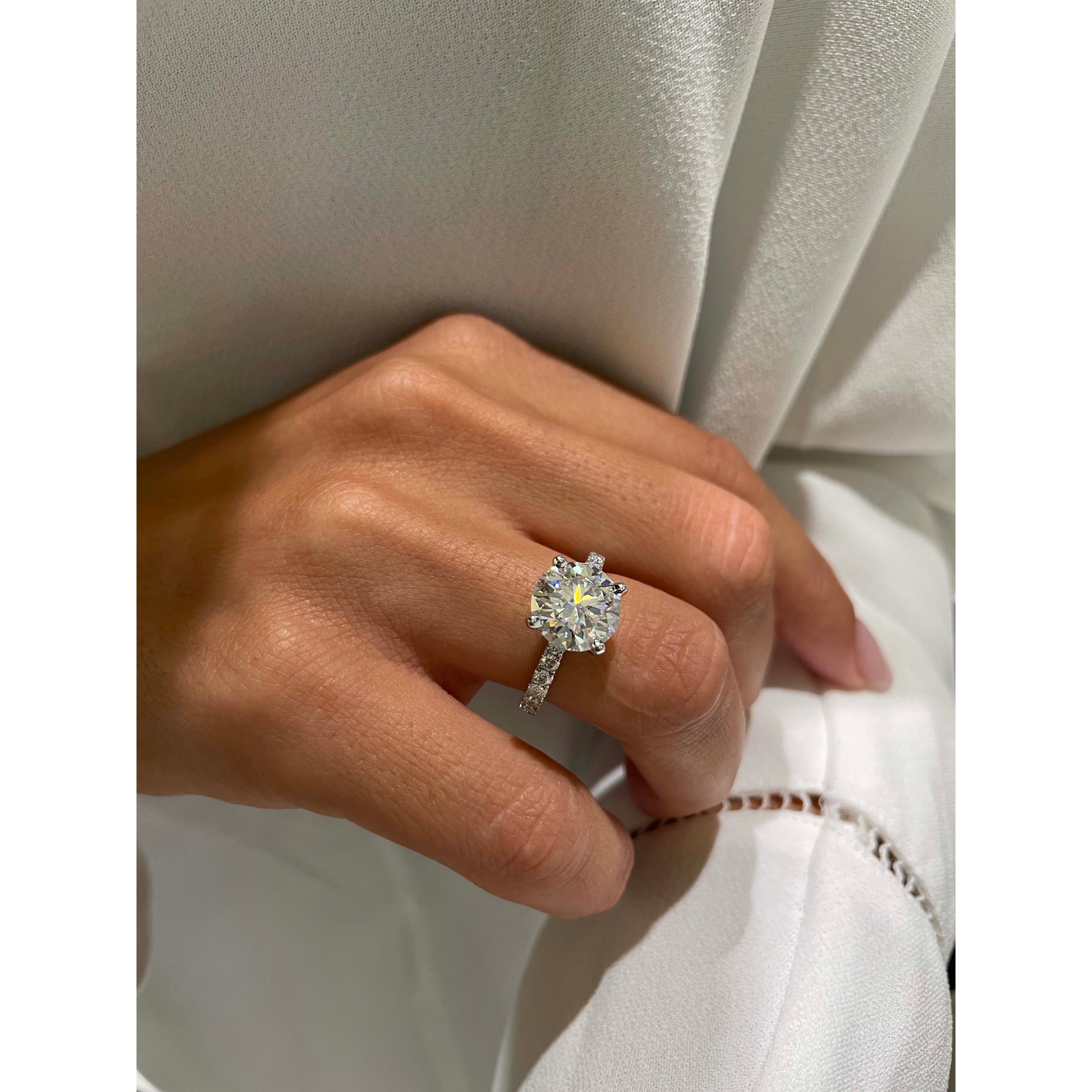 Alison Moissanite & Diamonds Ring   (3.62 Carat) -14K White Gold