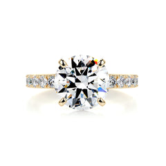Alison Moissanite & Diamond Ring -18K Yellow Gold