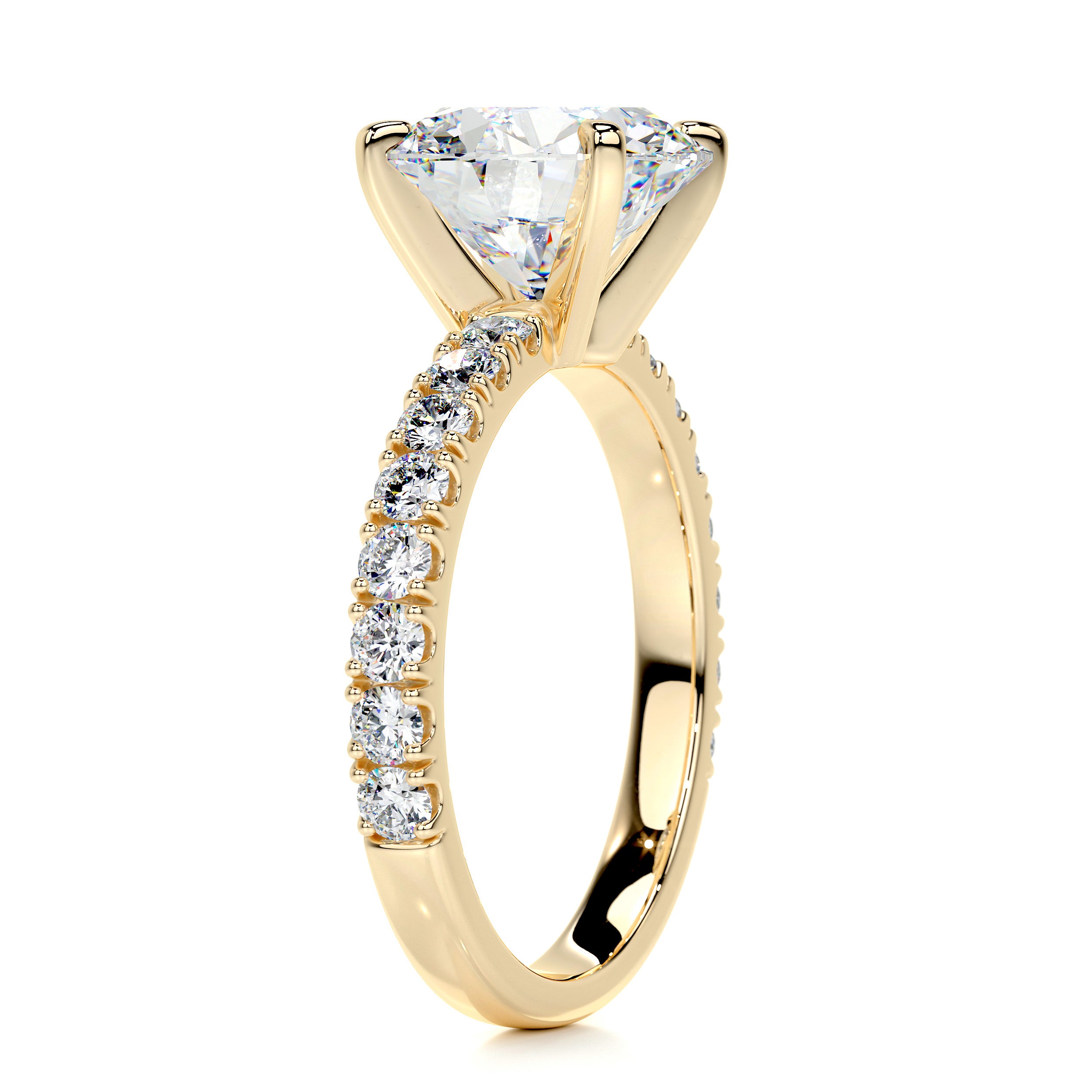 Alison Moissanite & Diamonds Ring   (3.62 Carat) -18K Yellow Gold