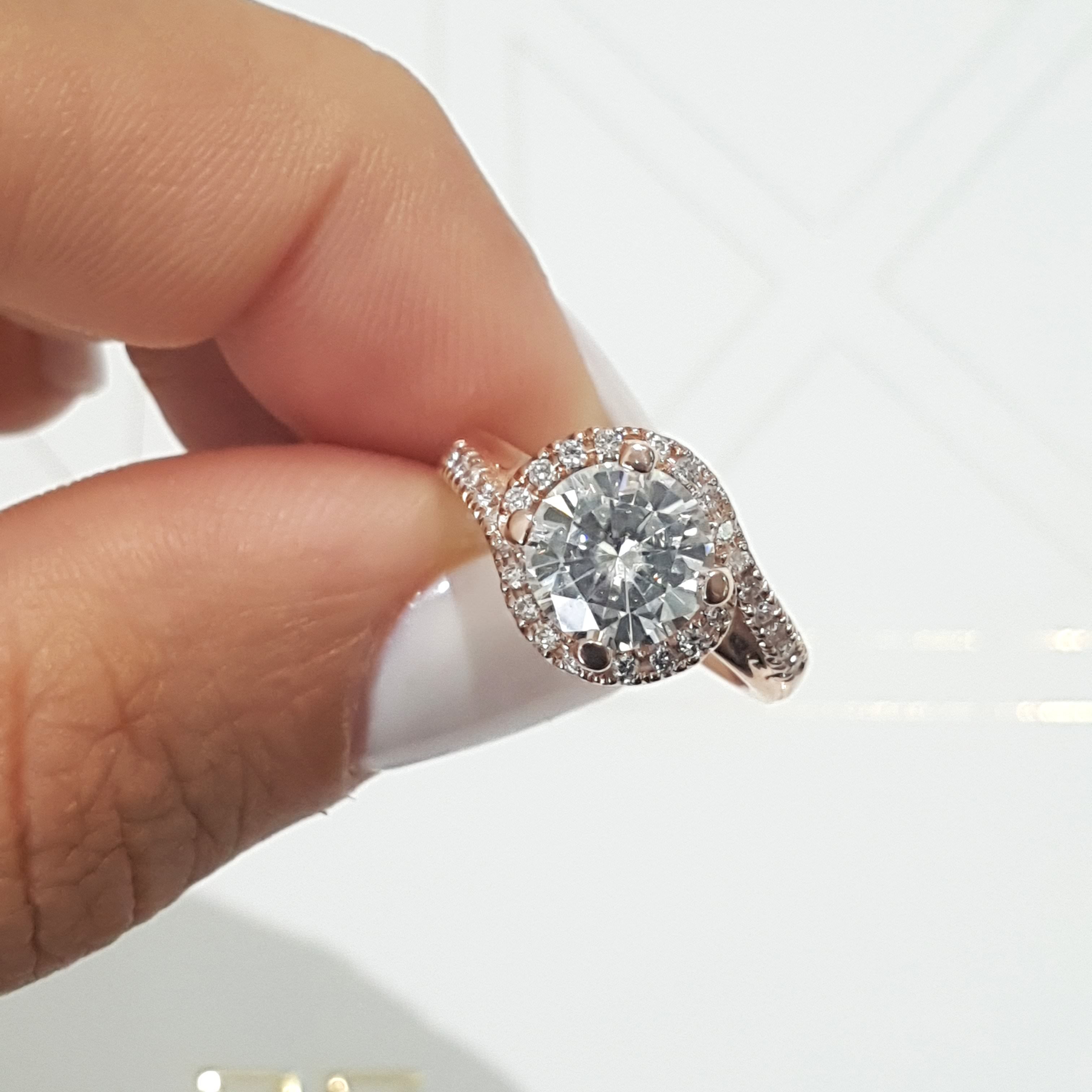 Stella Moissanite & Diamonds Ring   (1.75 Carat) -14K Rose Gold
