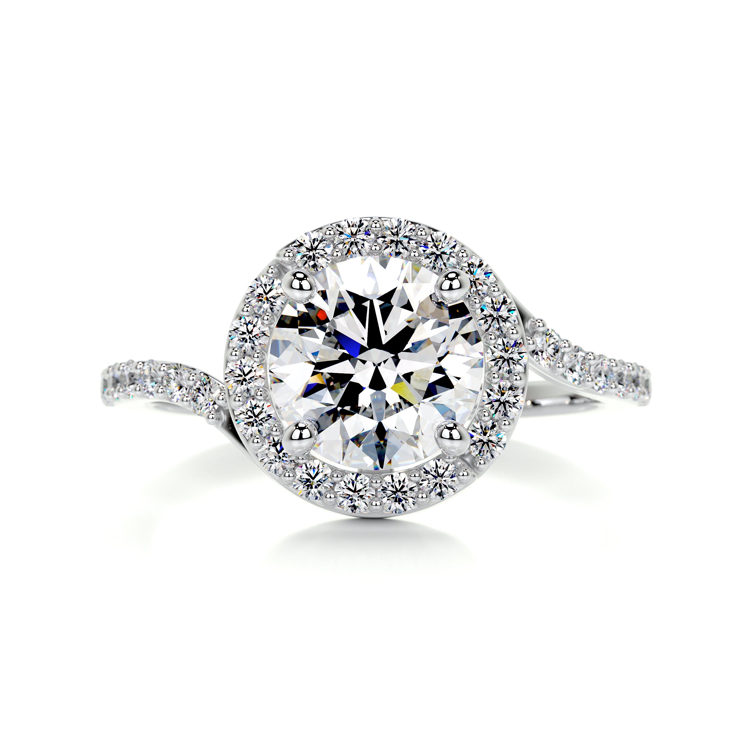 Stella Moissanite & Diamonds Ring   (1.75 Carat) -14K White Gold