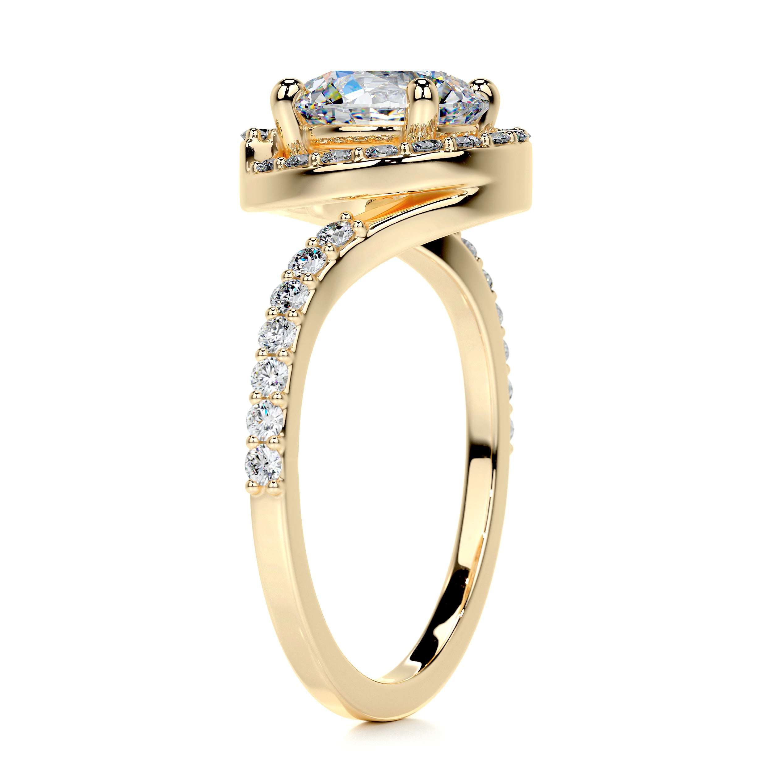 Stella Moissanite & Diamonds Ring   (1.75 Carat) -18K Yellow Gold