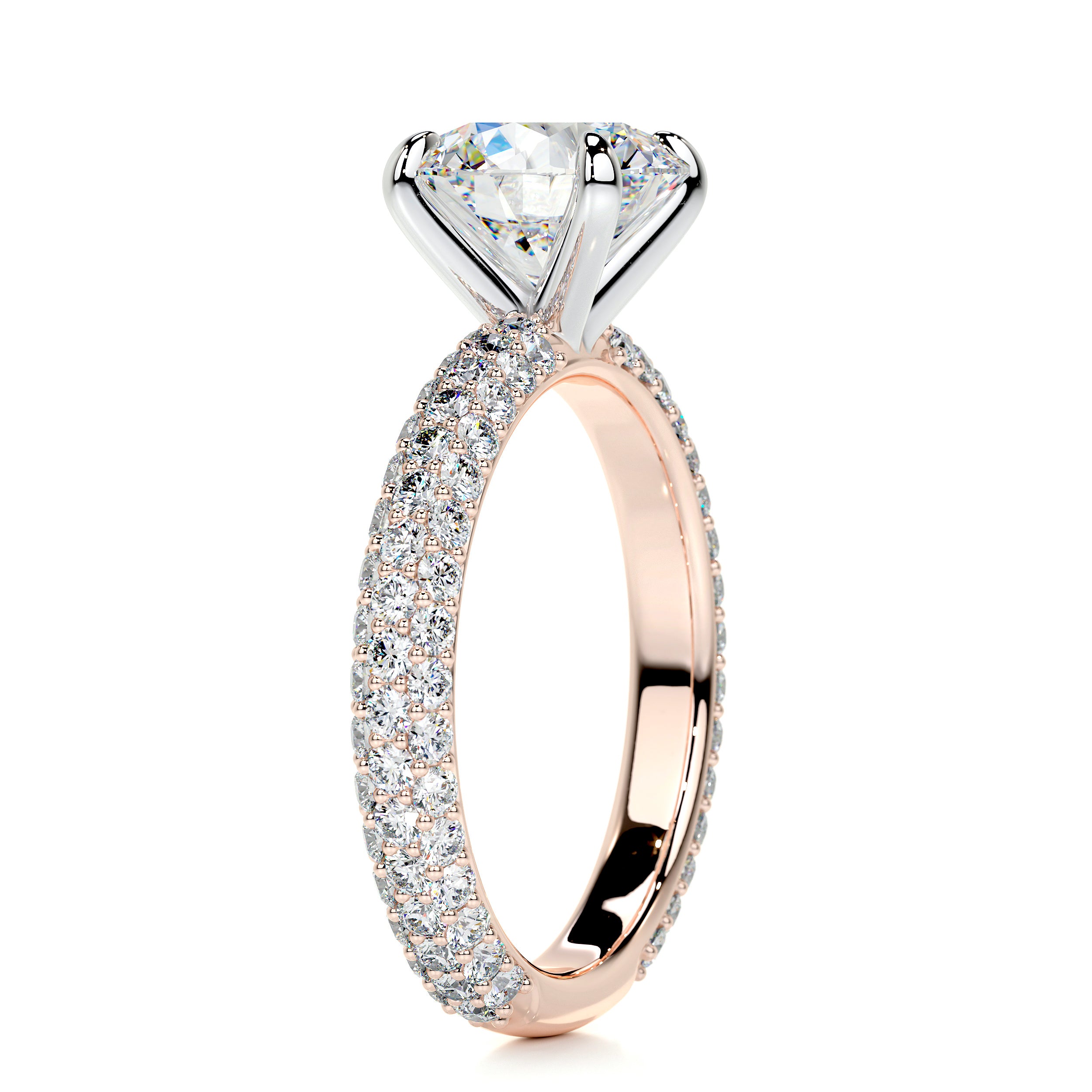 Charlotte Moissanite & Diamonds Ring   (3 Carat) -14K Rose Gold