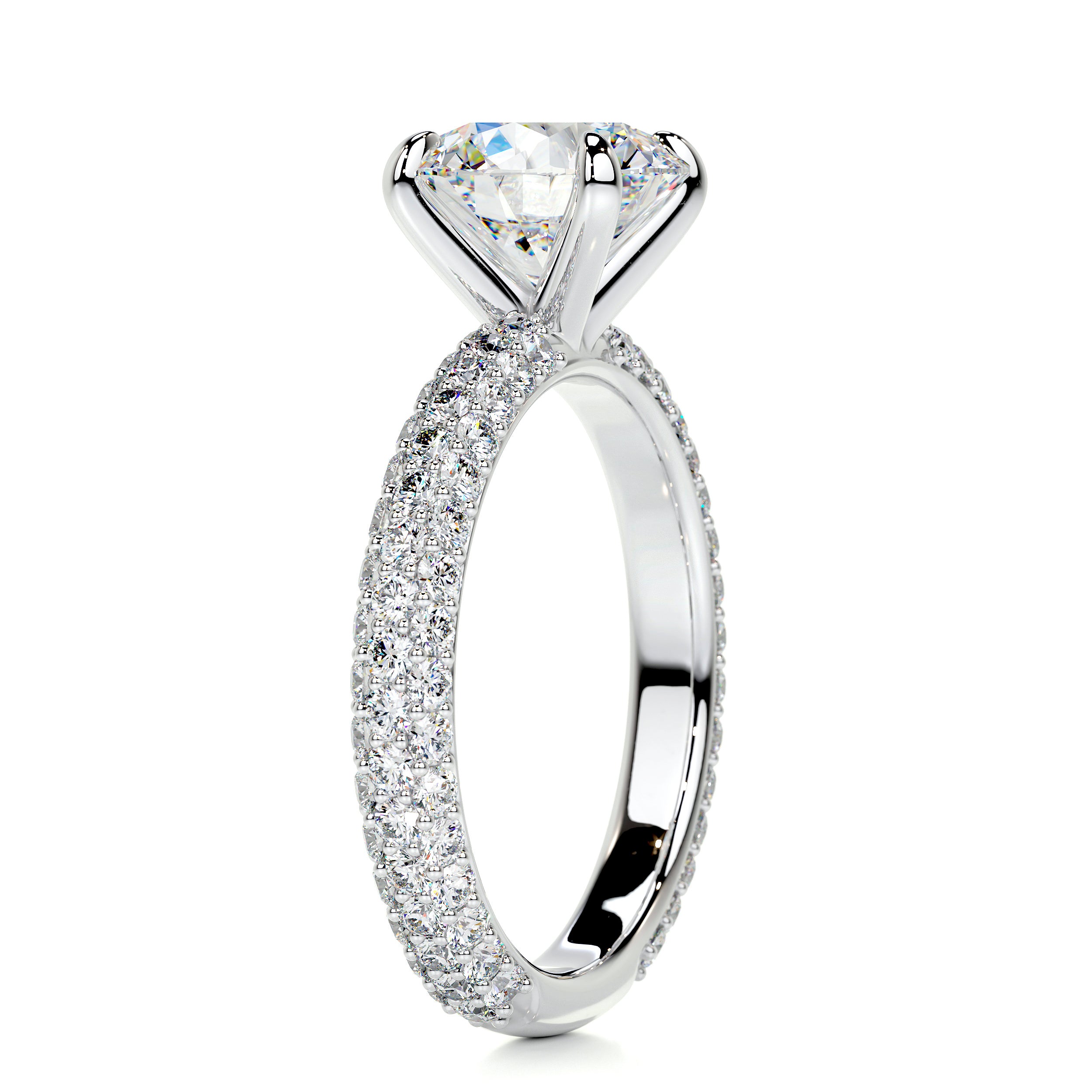 Charlotte Moissanite & Diamonds Ring   (3 Carat) -14K White Gold