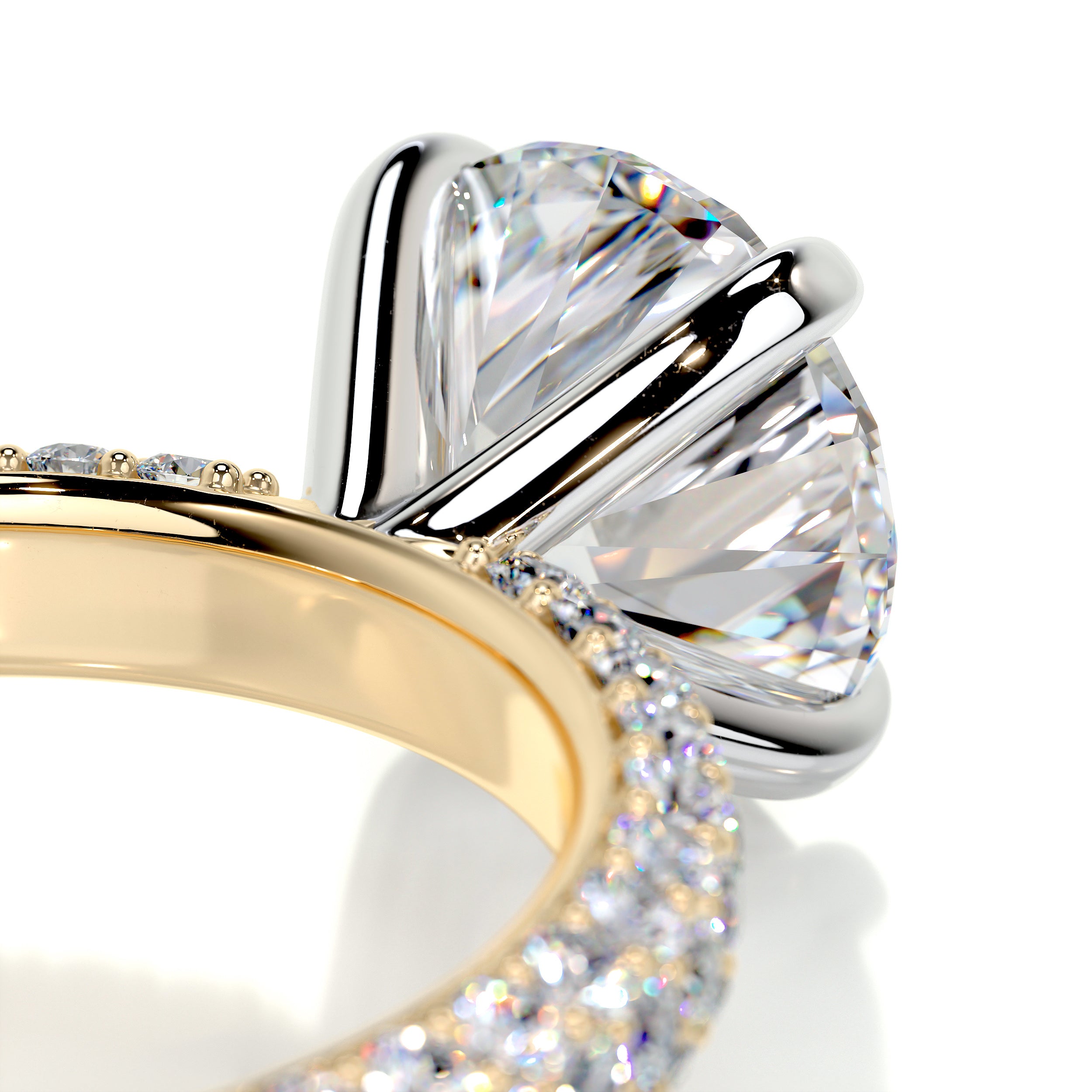 Charlotte Moissanite & Diamonds Ring   (3 Carat) -18K Yellow Gold