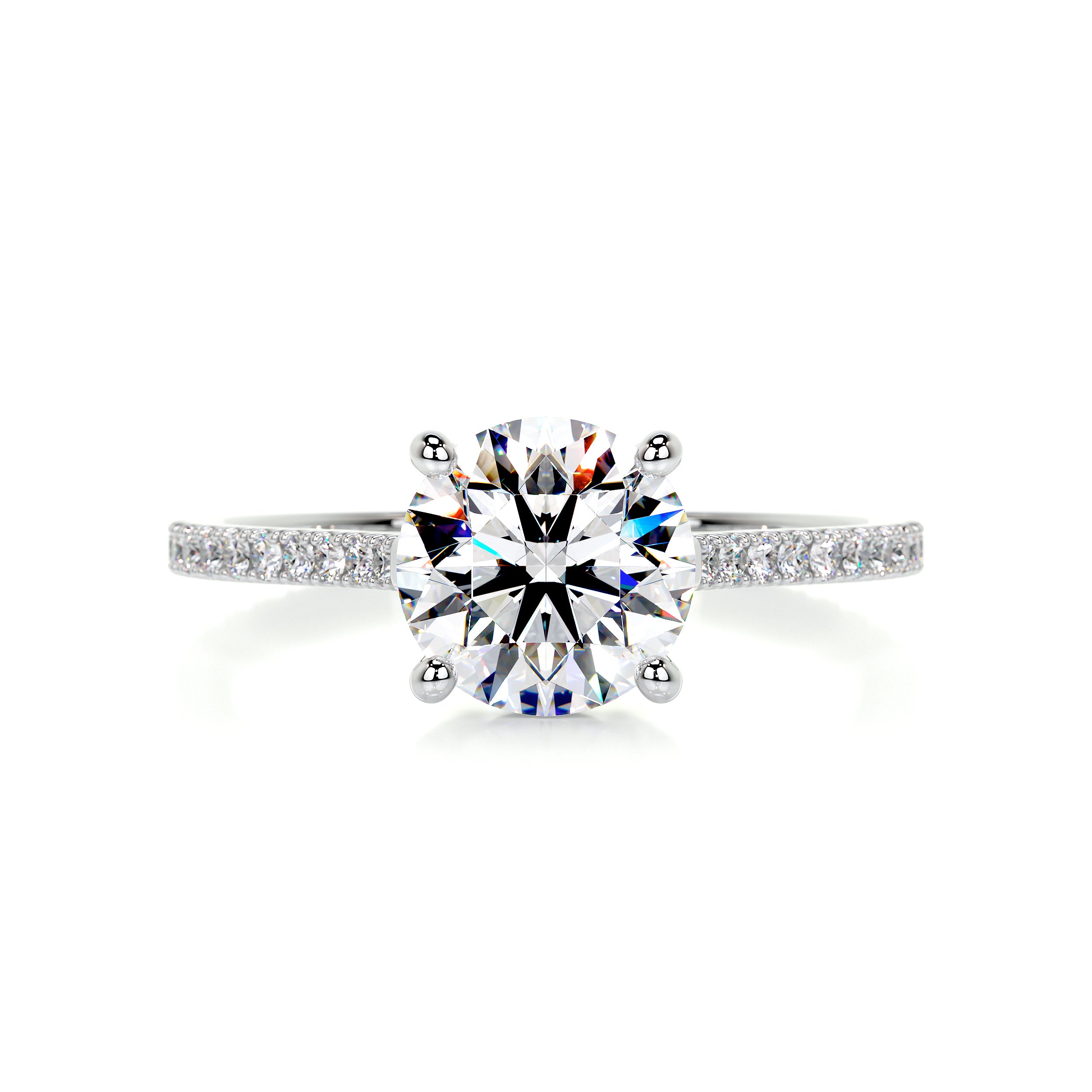Anna Moissanite & Diamonds Ring   (2.25 Carat) -18K White Gold