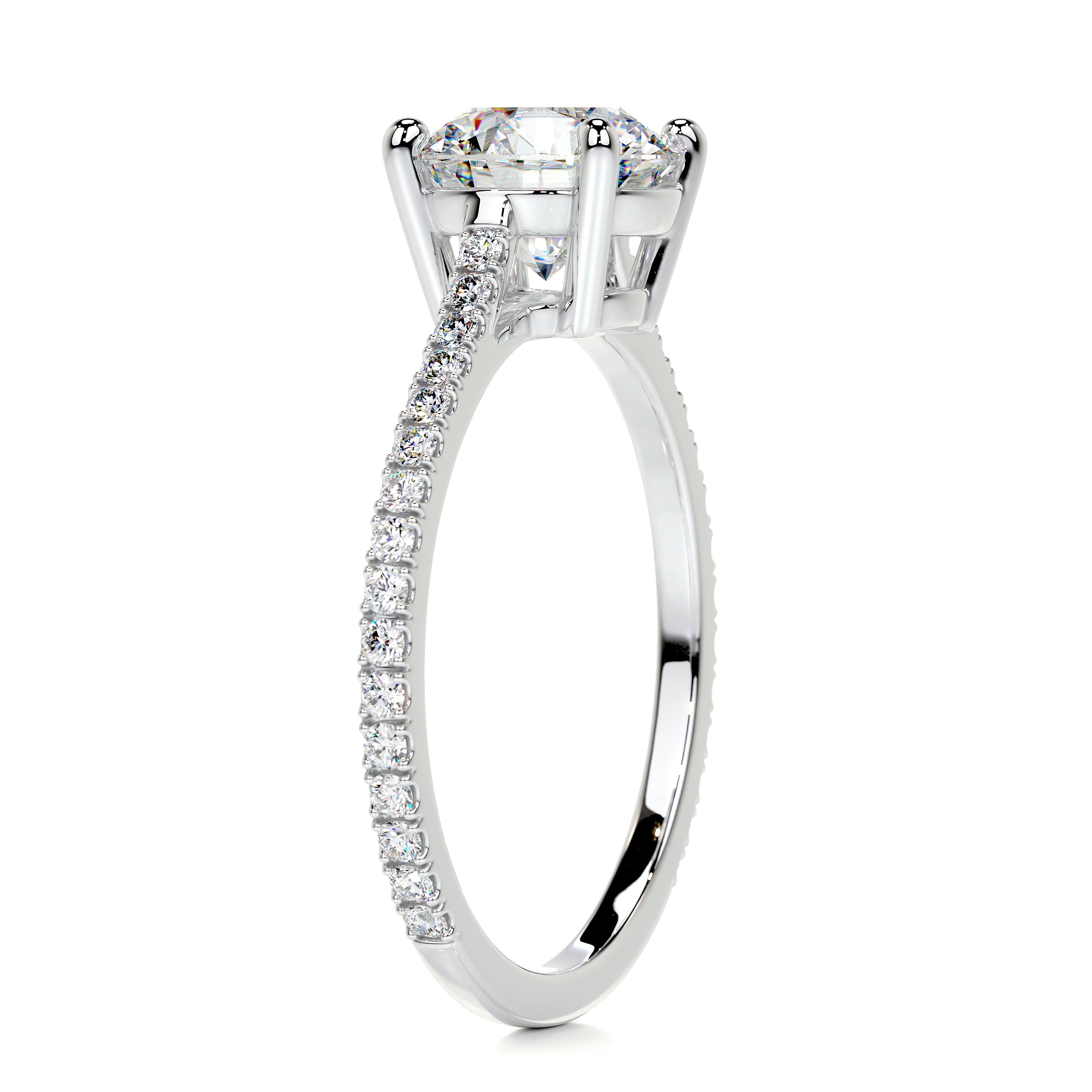 Anna Moissanite & Diamonds Ring   (2.25 Carat) -14K White Gold