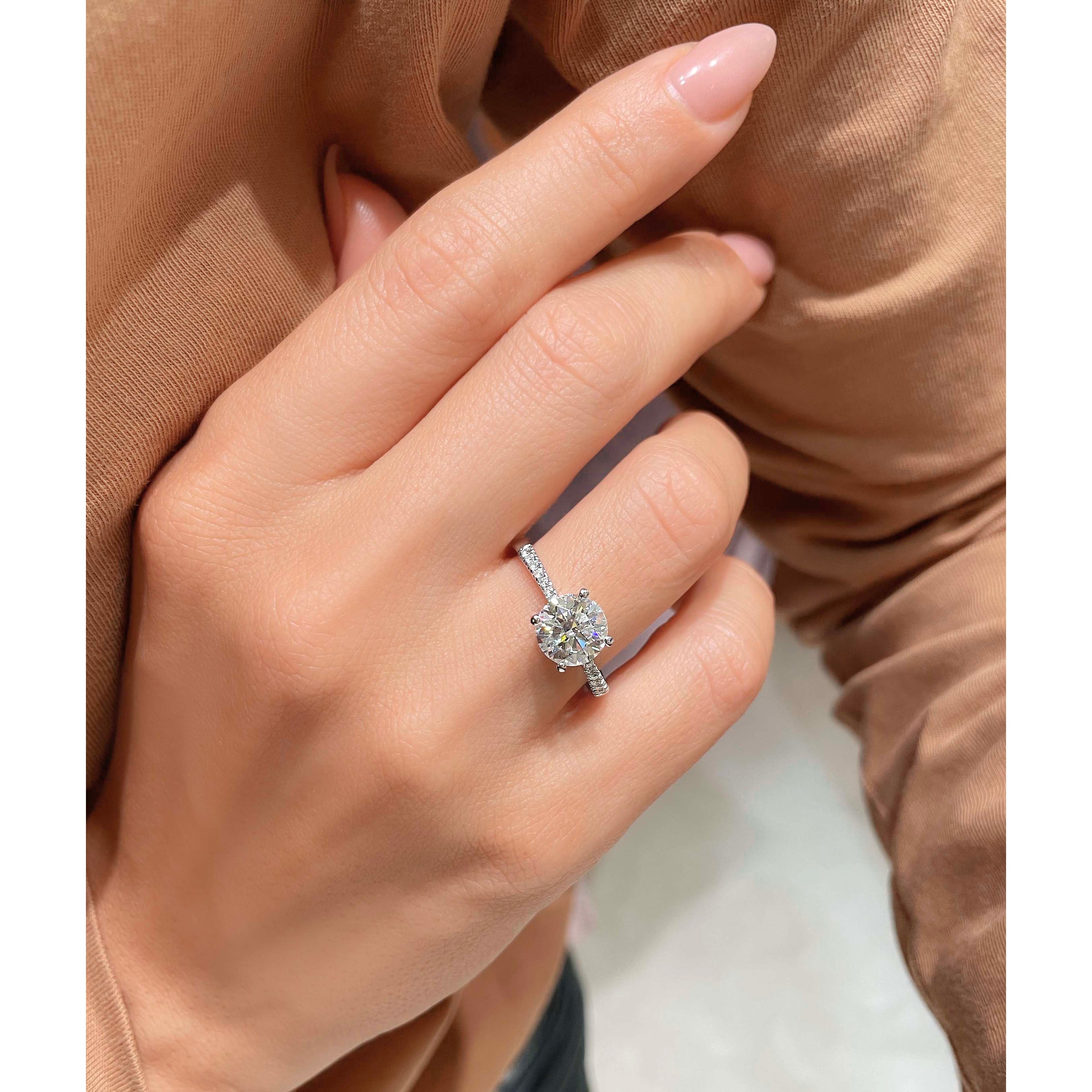 Anna Moissanite & Diamonds Ring   (2.25 Carat) -18K White Gold