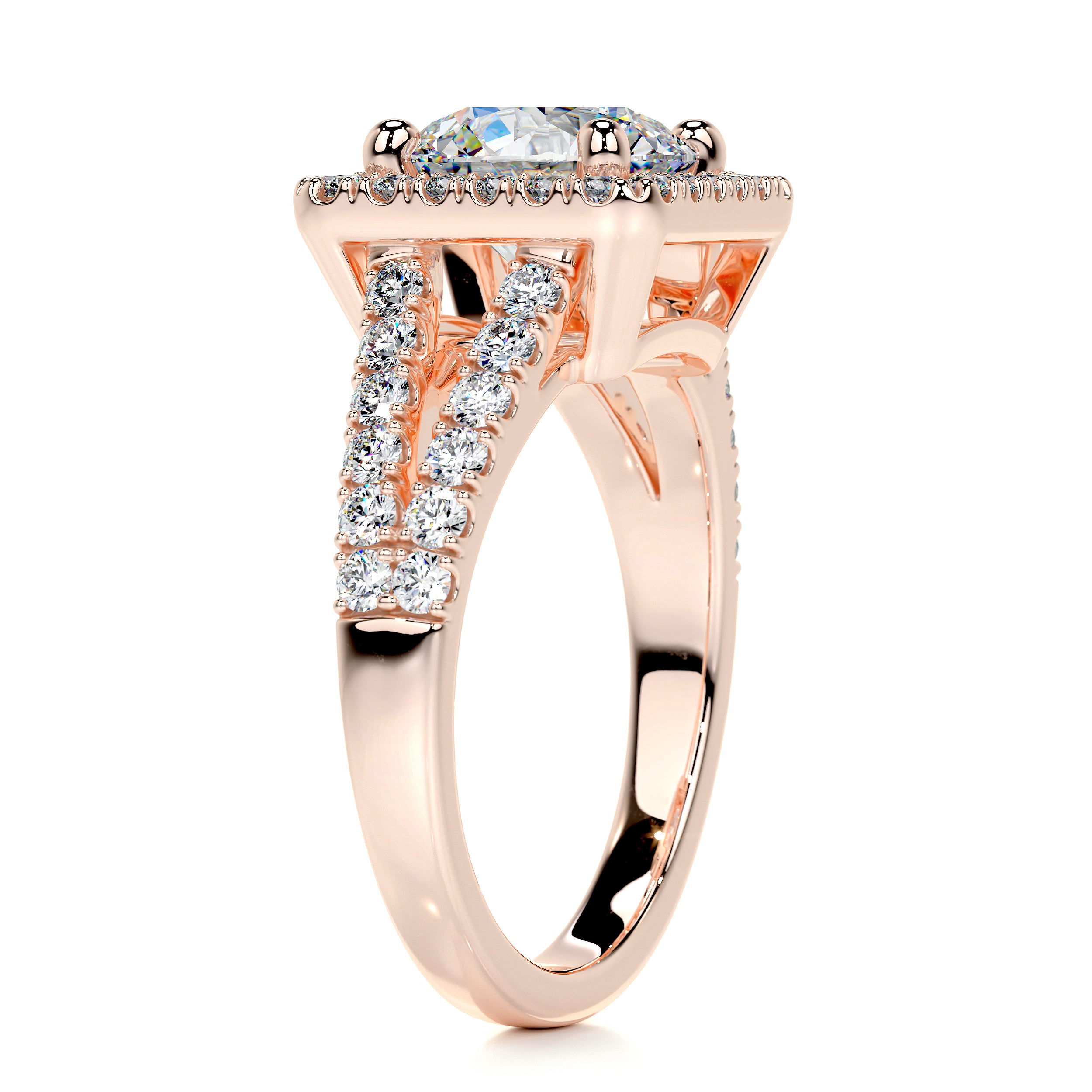 Addison Moissanite & Diamonds Ring   (2.5 Carat) -14K Rose Gold