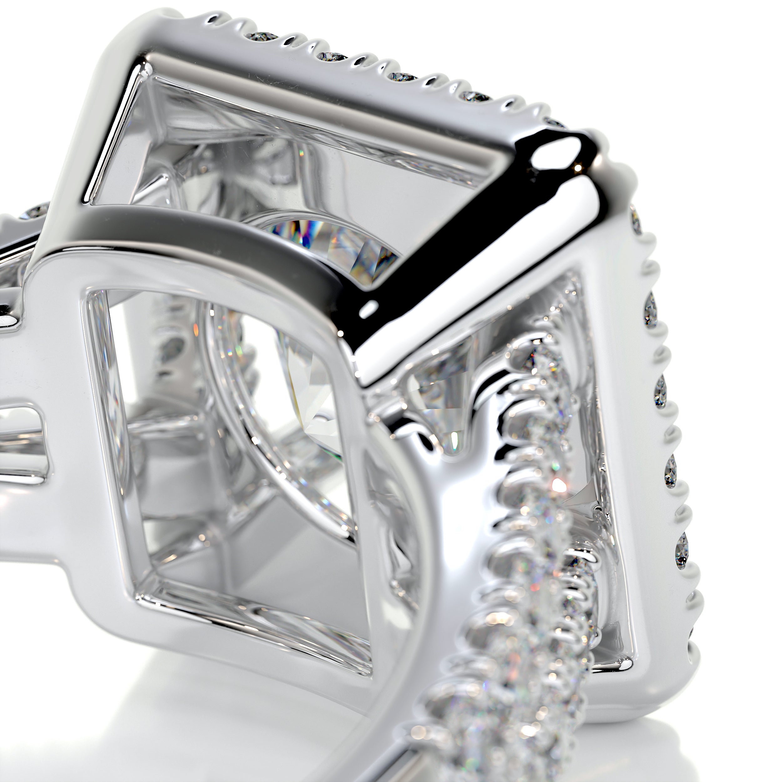 Addison Moissanite & Diamonds Ring   (2.5 Carat) -14K White Gold