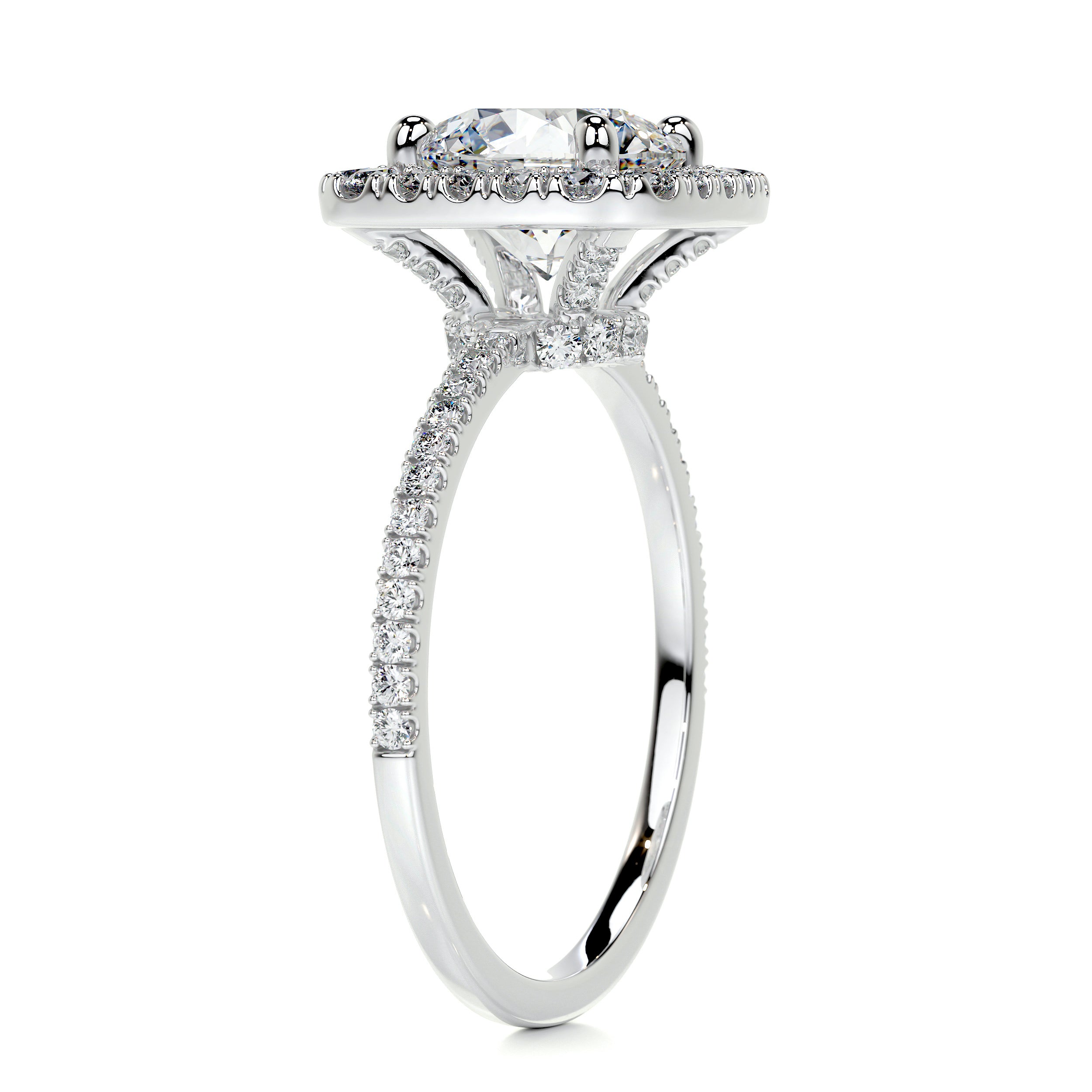 Catalina Moissanite & Diamonds Ring   (2.5 Carat) -18K White Gold
