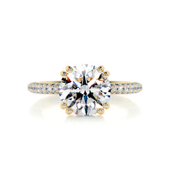 Lorena Moissanite & Diamond Ring -18K Yellow Gold