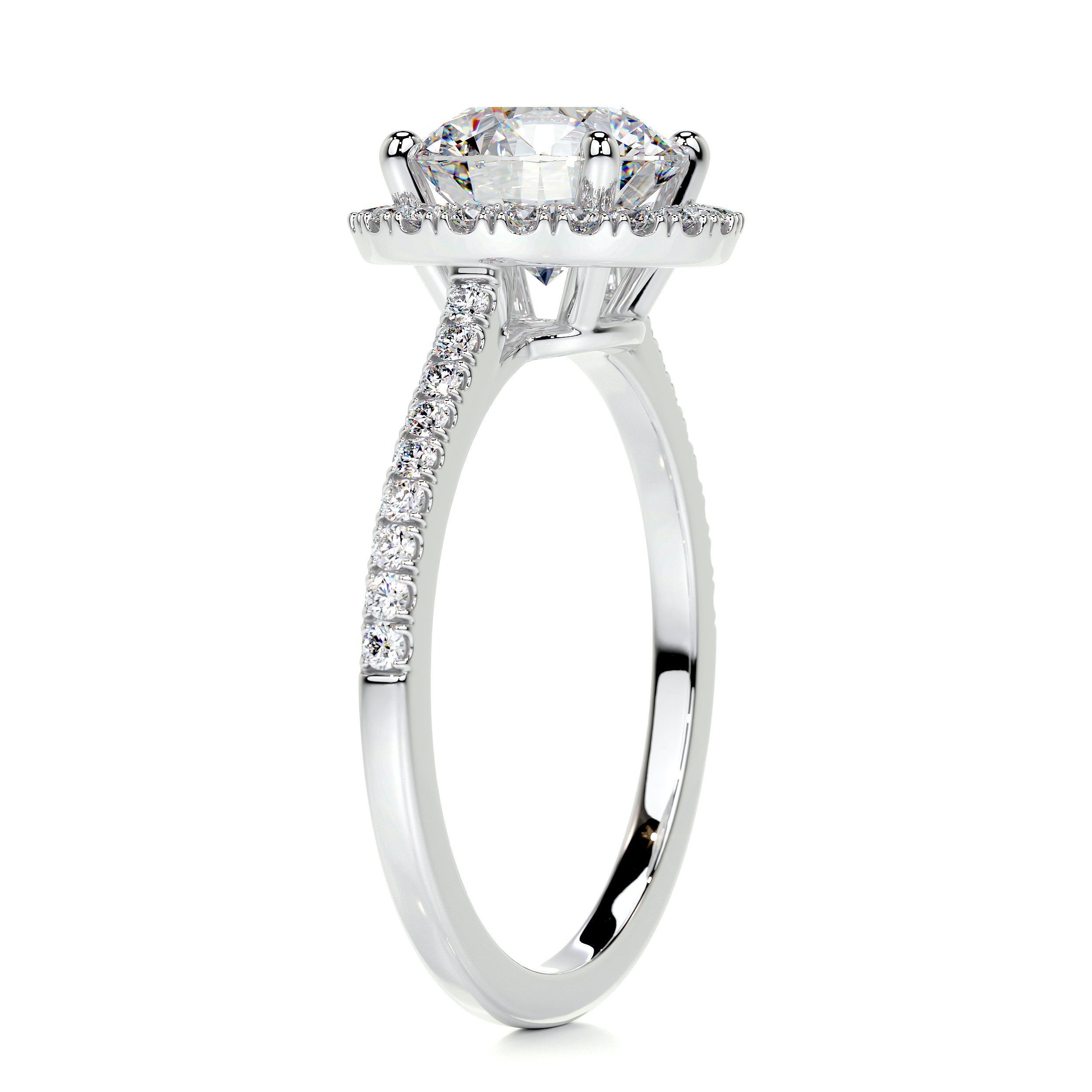 Layla Moissanite & Diamonds Ring   (2.5 Carat) -14K White Gold