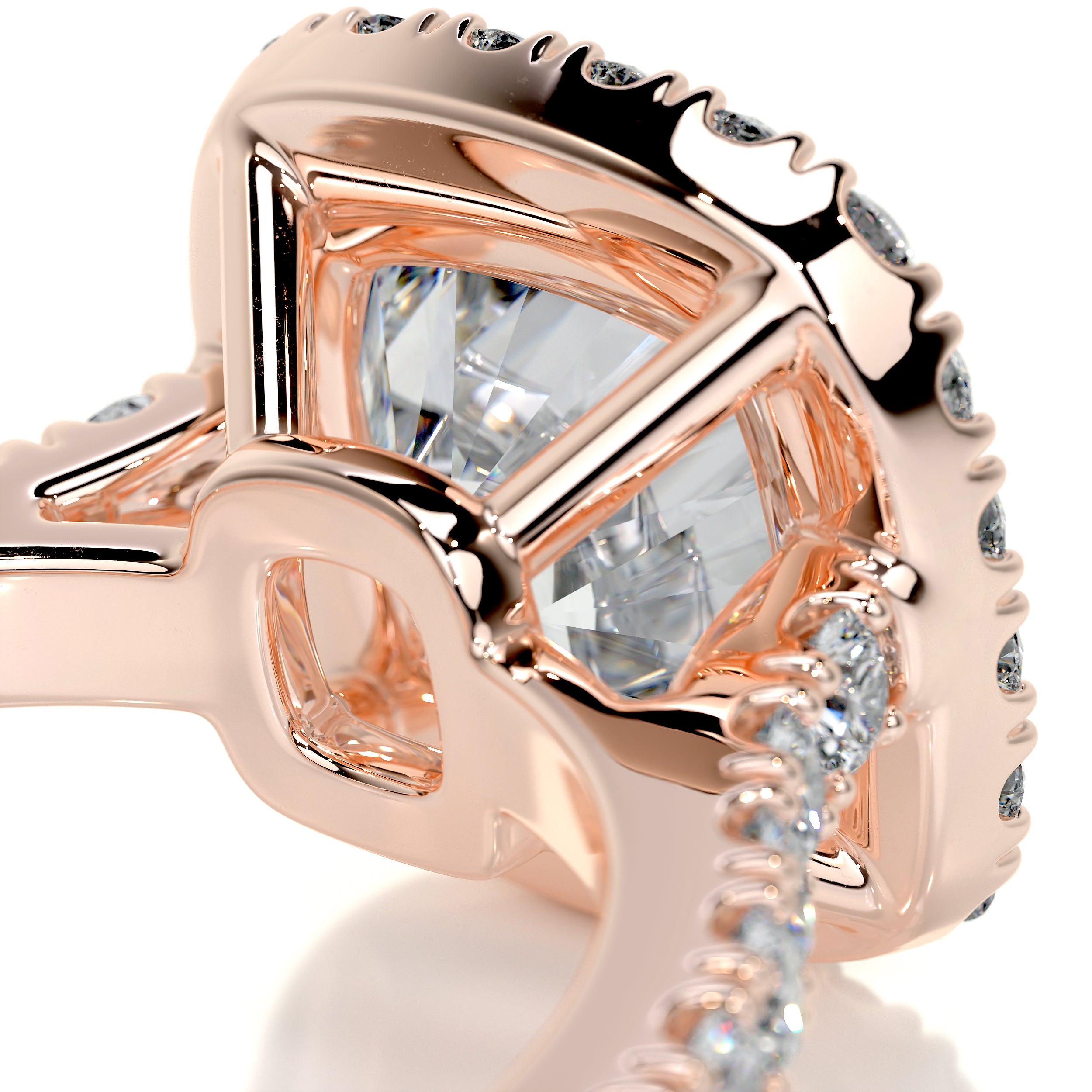 Celeste Moissanite & Diamonds Ring   (3 Carat) -14K Rose Gold