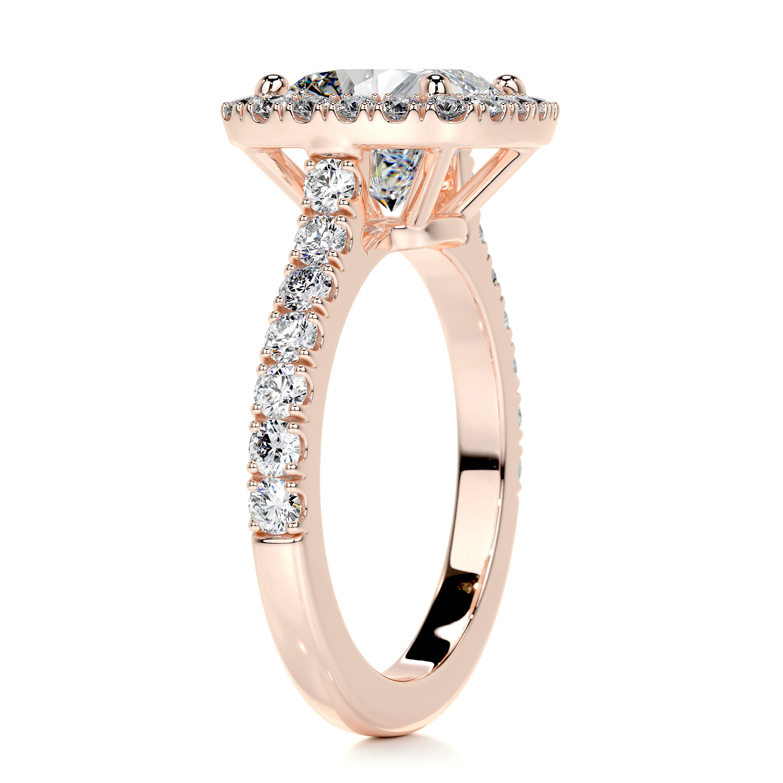 Celeste Moissanite & Diamonds Ring   (3 Carat) -14K Rose Gold