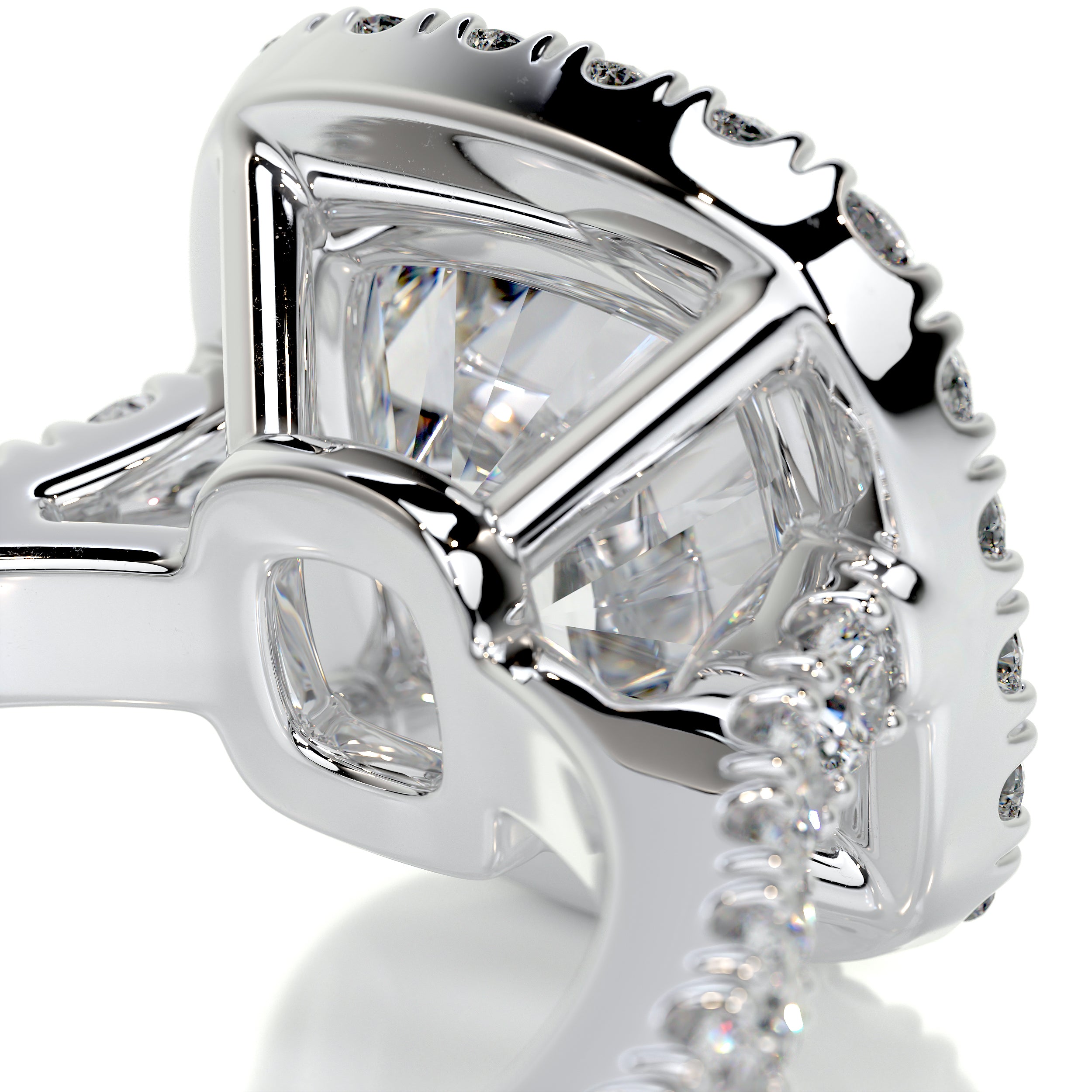 Celeste Moissanite & Diamonds Ring   (3 Carat) -14K White Gold