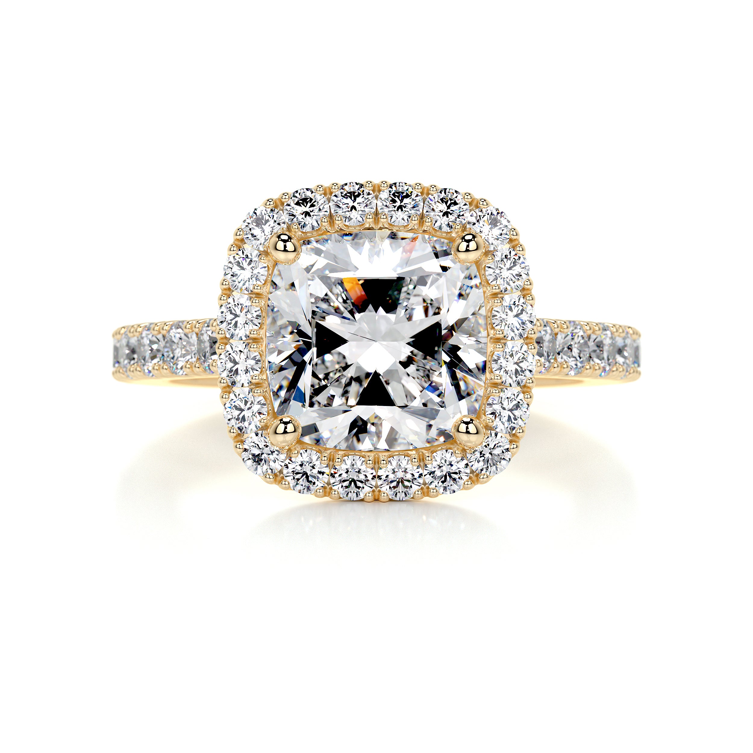 Celeste Moissanite & Diamonds Ring   (3 Carat) -18K Yellow Gold