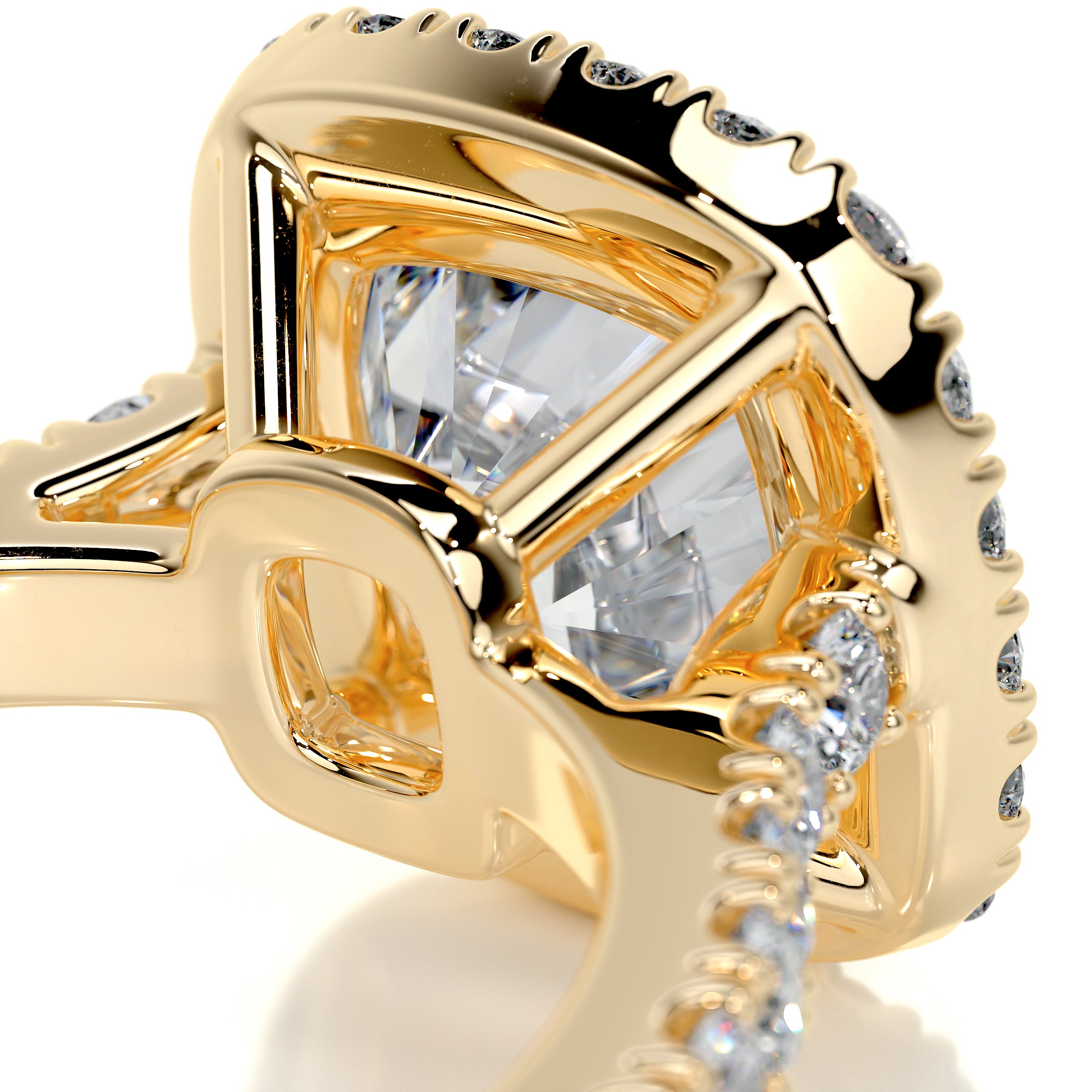 Celeste Moissanite & Diamonds Ring   (3 Carat) -18K Yellow Gold