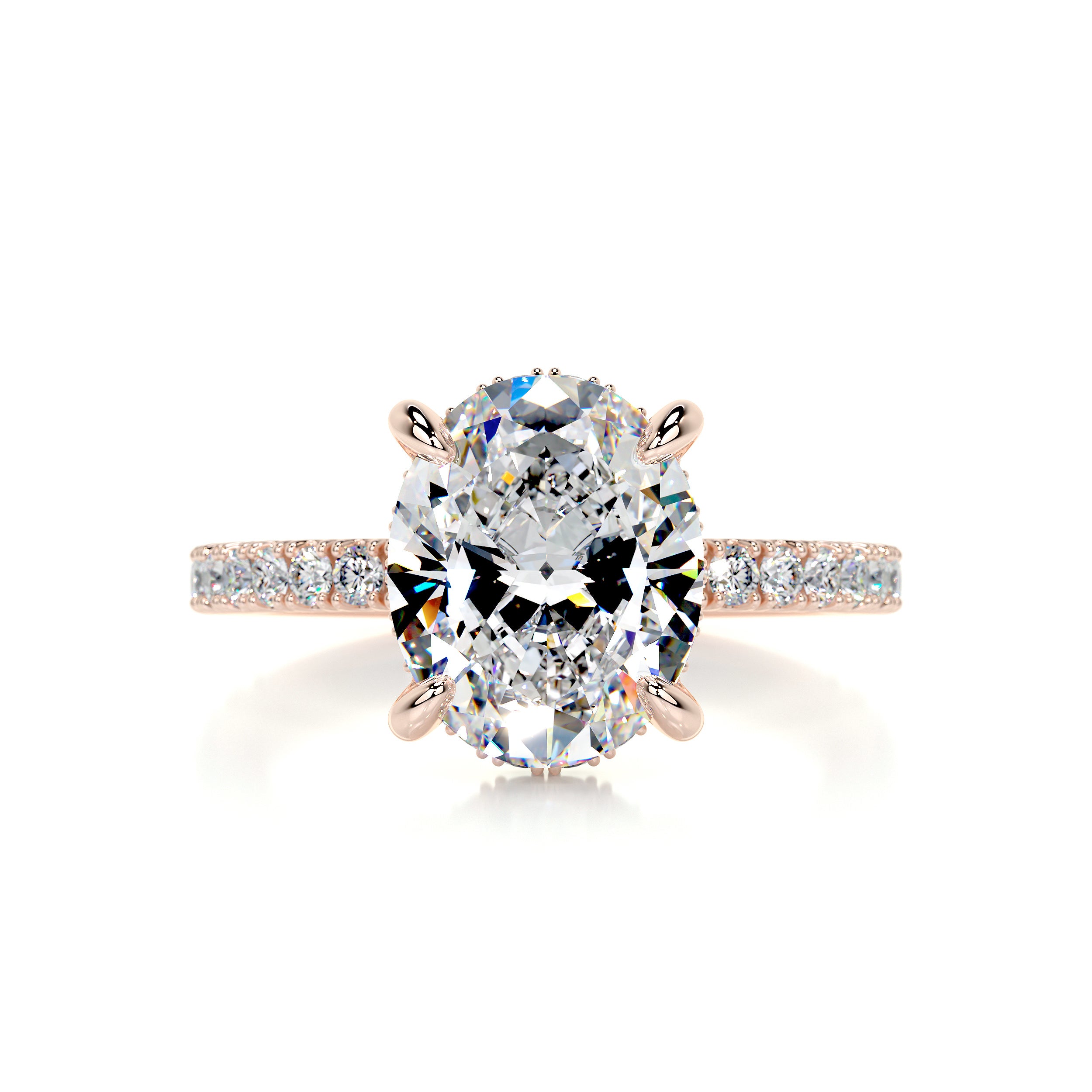 Lucy Moissanite & Diamonds Ring   (2.5 Carat) -14K Rose Gold