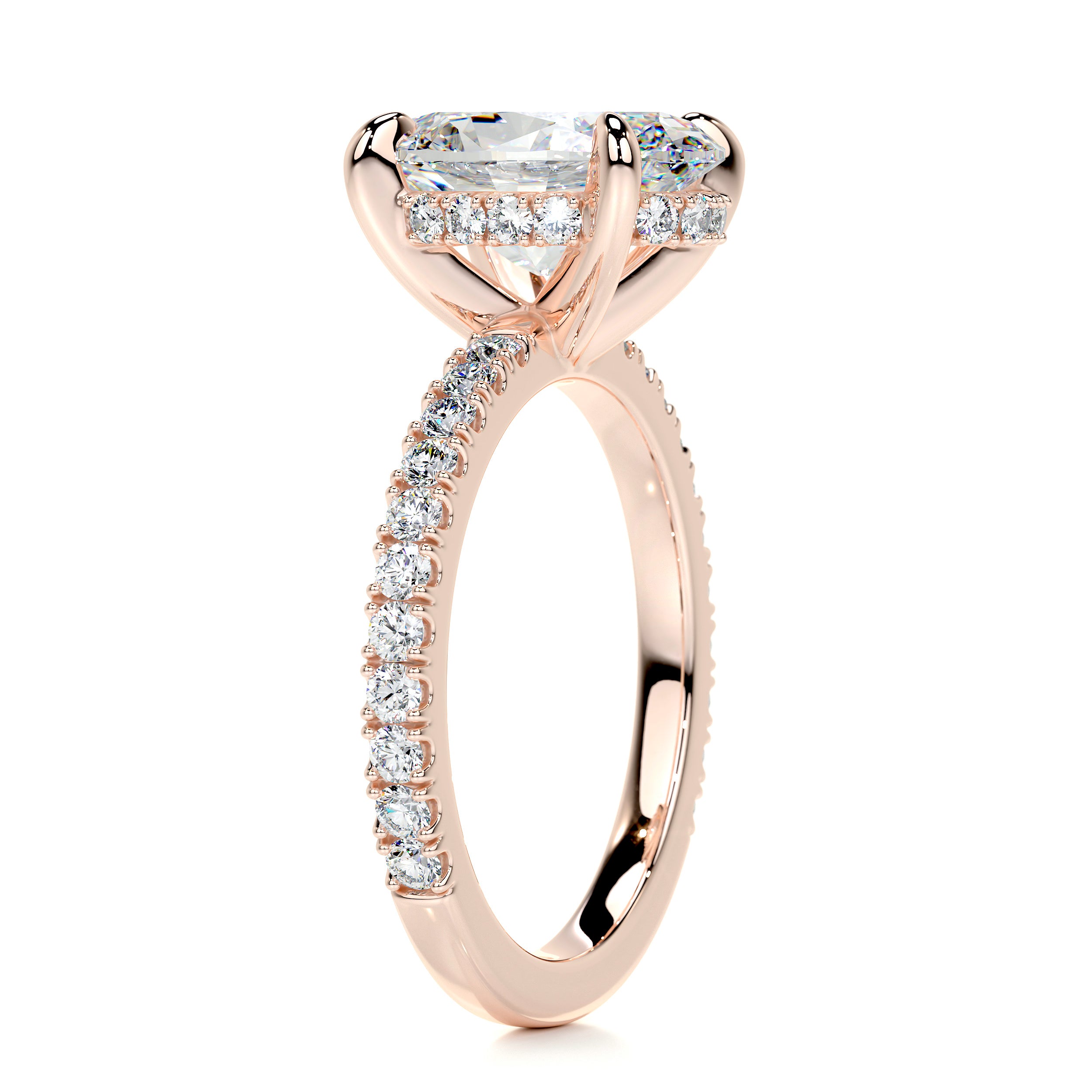 Lucy Moissanite & Diamonds Ring   (2.5 Carat) -14K Rose Gold
