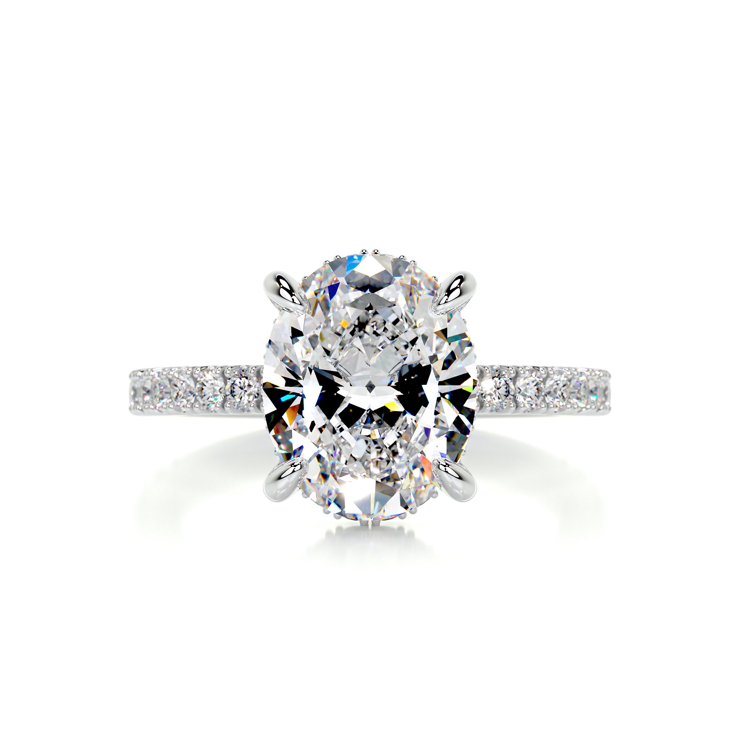Lucy Moissanite & Diamonds Ring   (2.5 Carat) -18K White Gold