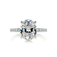 Lucy Moissanite & Diamond Ring -18K White Gold