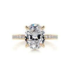 Lucy Moissanite & Diamond Ring -18K Yellow Gold