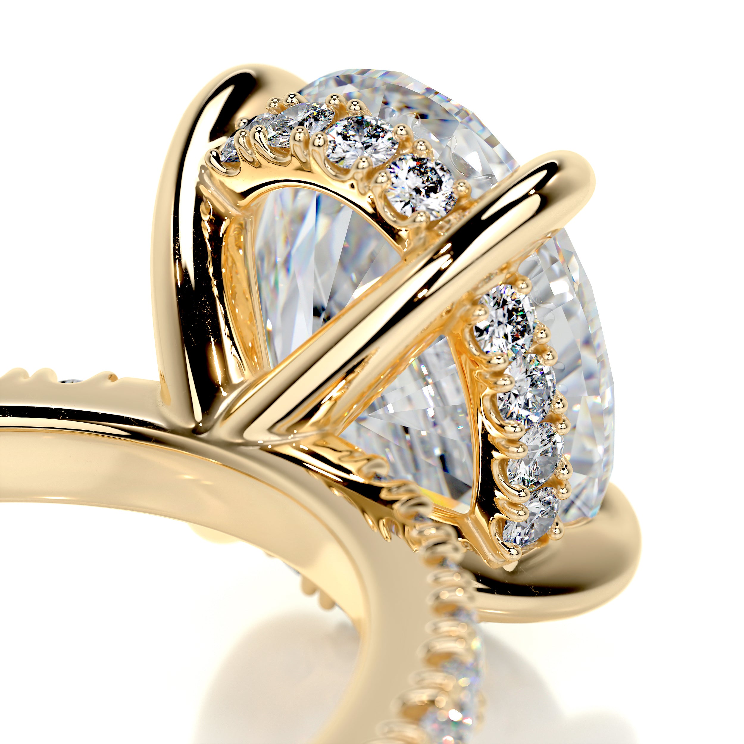 Lucy Moissanite & Diamonds Ring -18K Yellow Gold