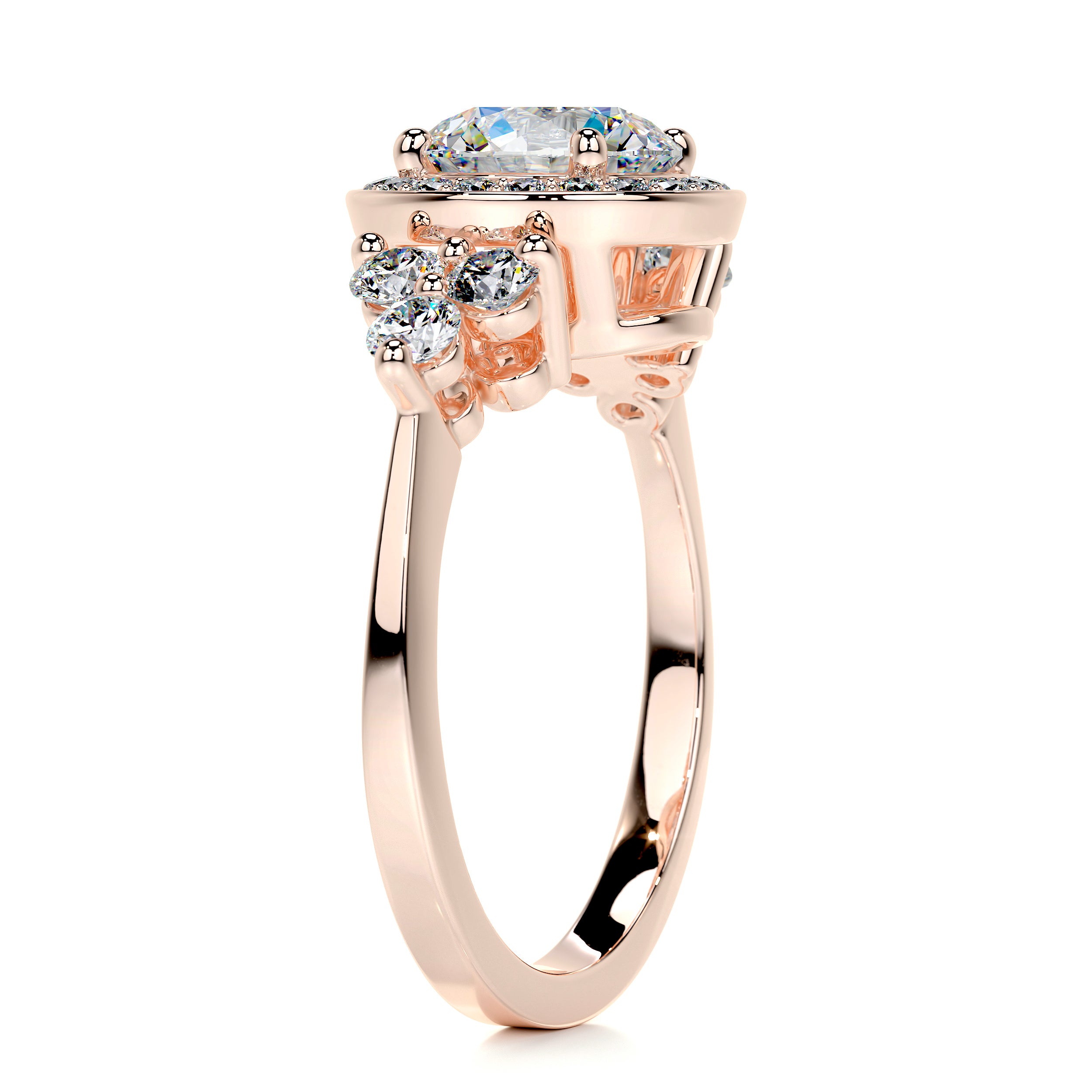Ivy Moissanite & Diamonds Ring   (1.5 Carat) -14K Rose Gold