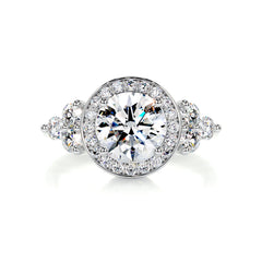 Ivy Moissanite & Diamond Ring -18K White Gold