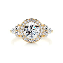 Ivy Moissanite & Diamond Ring -18K Yellow Gold