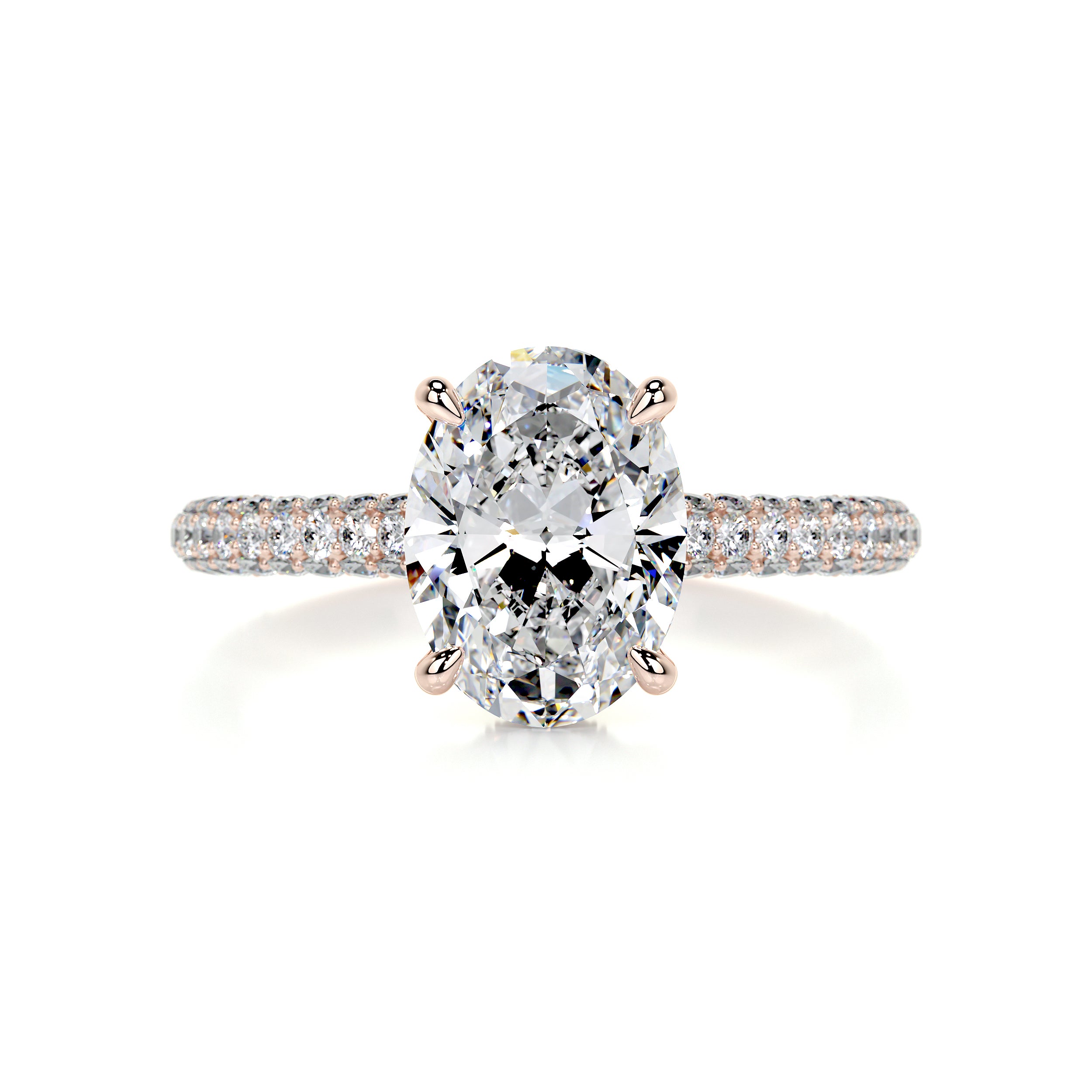 Rebecca Moissanite & Diamonds Ring   (3.5 Carat) -14K Rose Gold