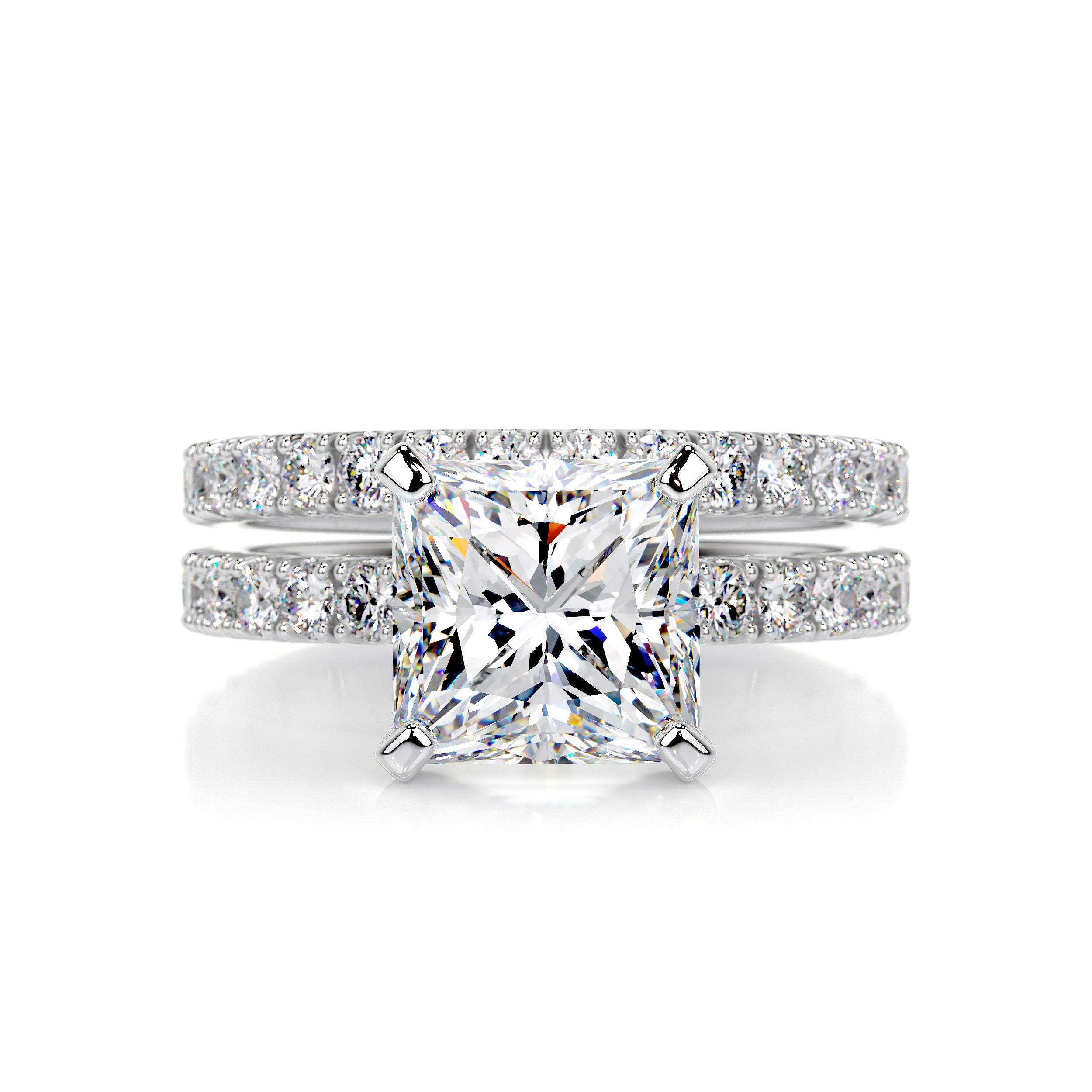 18K Gold Silver Wedding Ring Split Shank Pave Set 1 Carat Moissanite  Engagement Ring Wedding Anniversary for Women (9)
