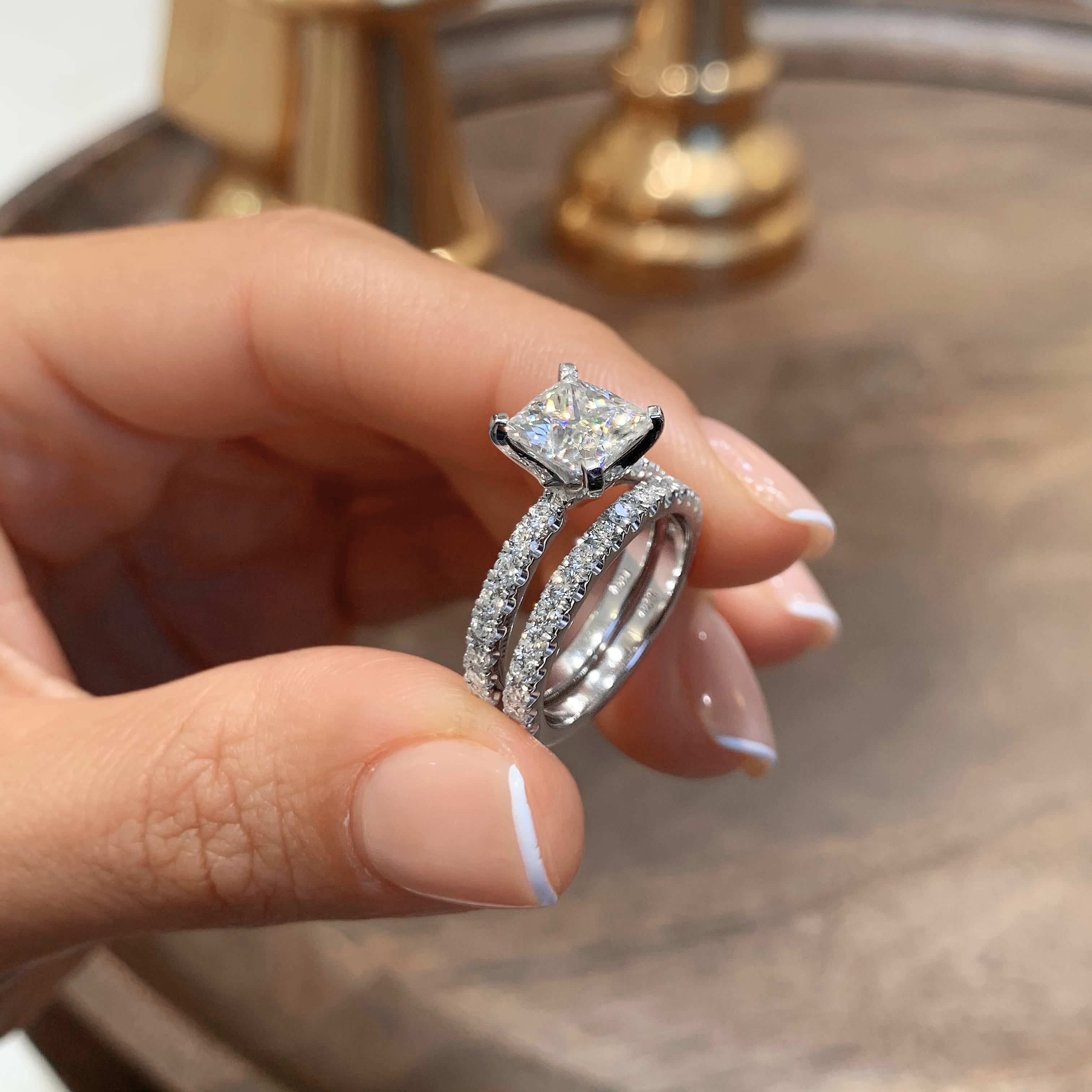 Blair Moissanite & Diamonds Bridal Set -14K White Gold, Pave, 3.1 Carat, –  Best Brilliance