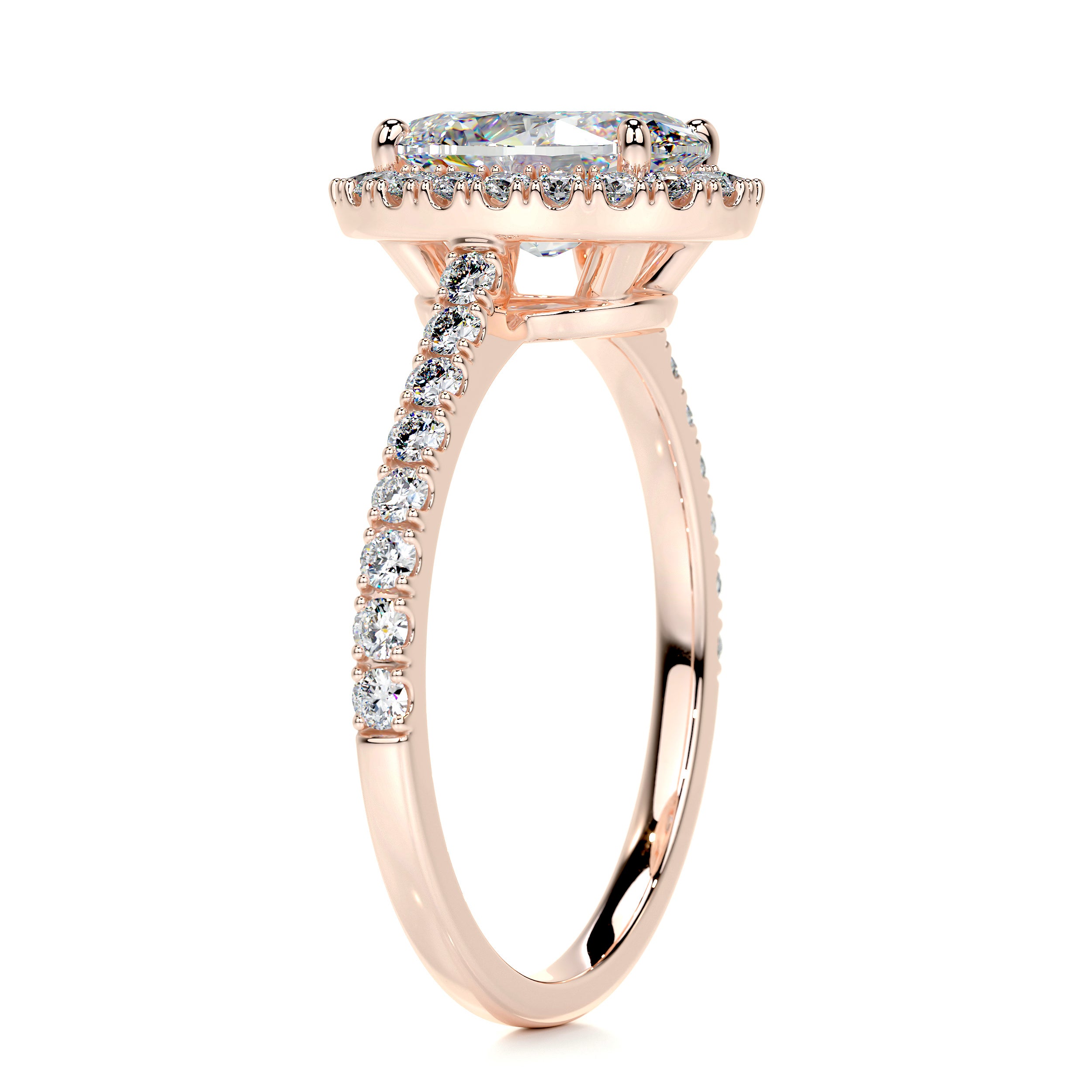 Maria Moissanite & Diamonds Ring   (2.65 Carat) -14K Rose Gold