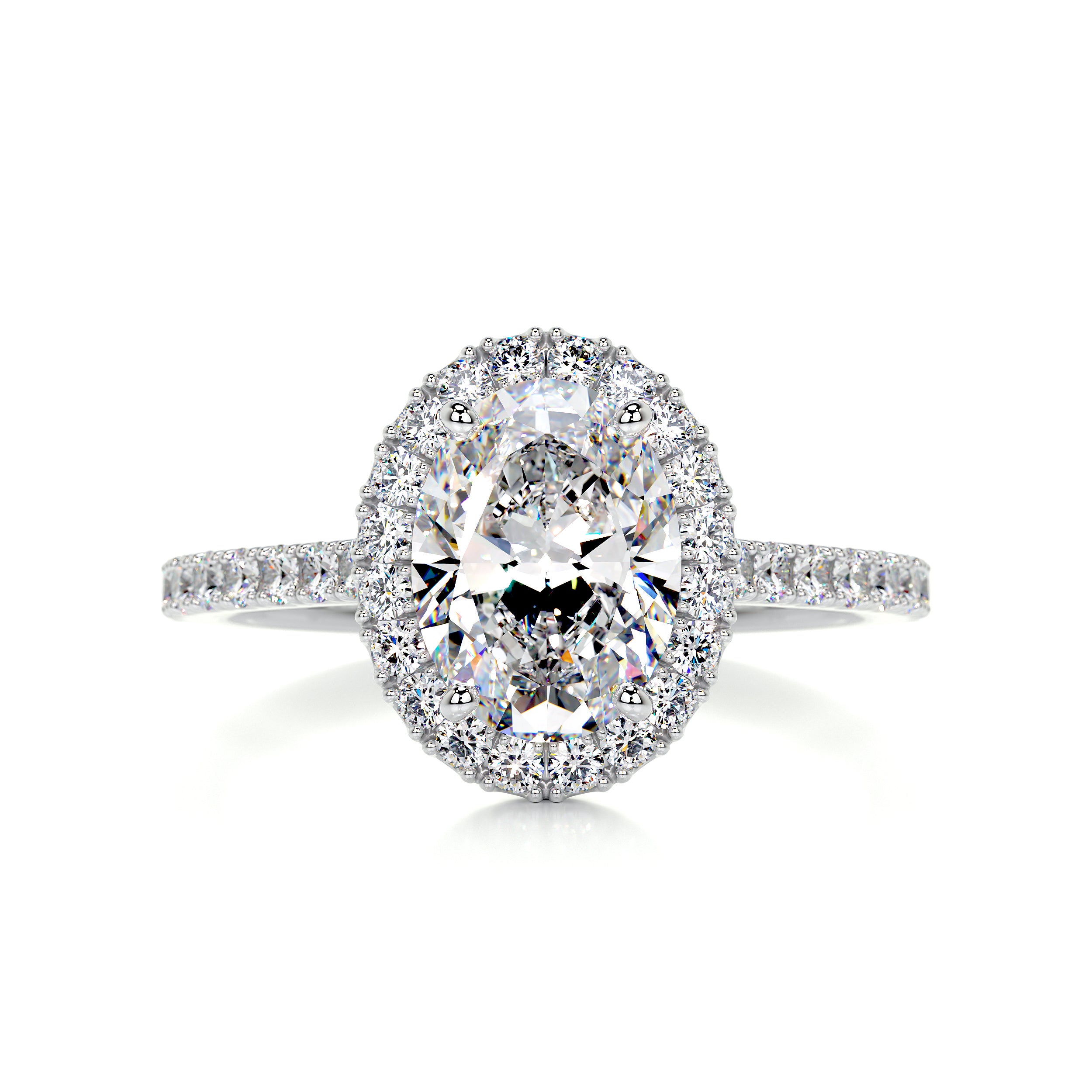Maria Moissanite & Diamonds Ring   (2.65 Carat) -18K White Gold