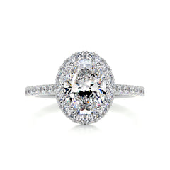 Maria Moissanite & Diamond Ring -18K White Gold