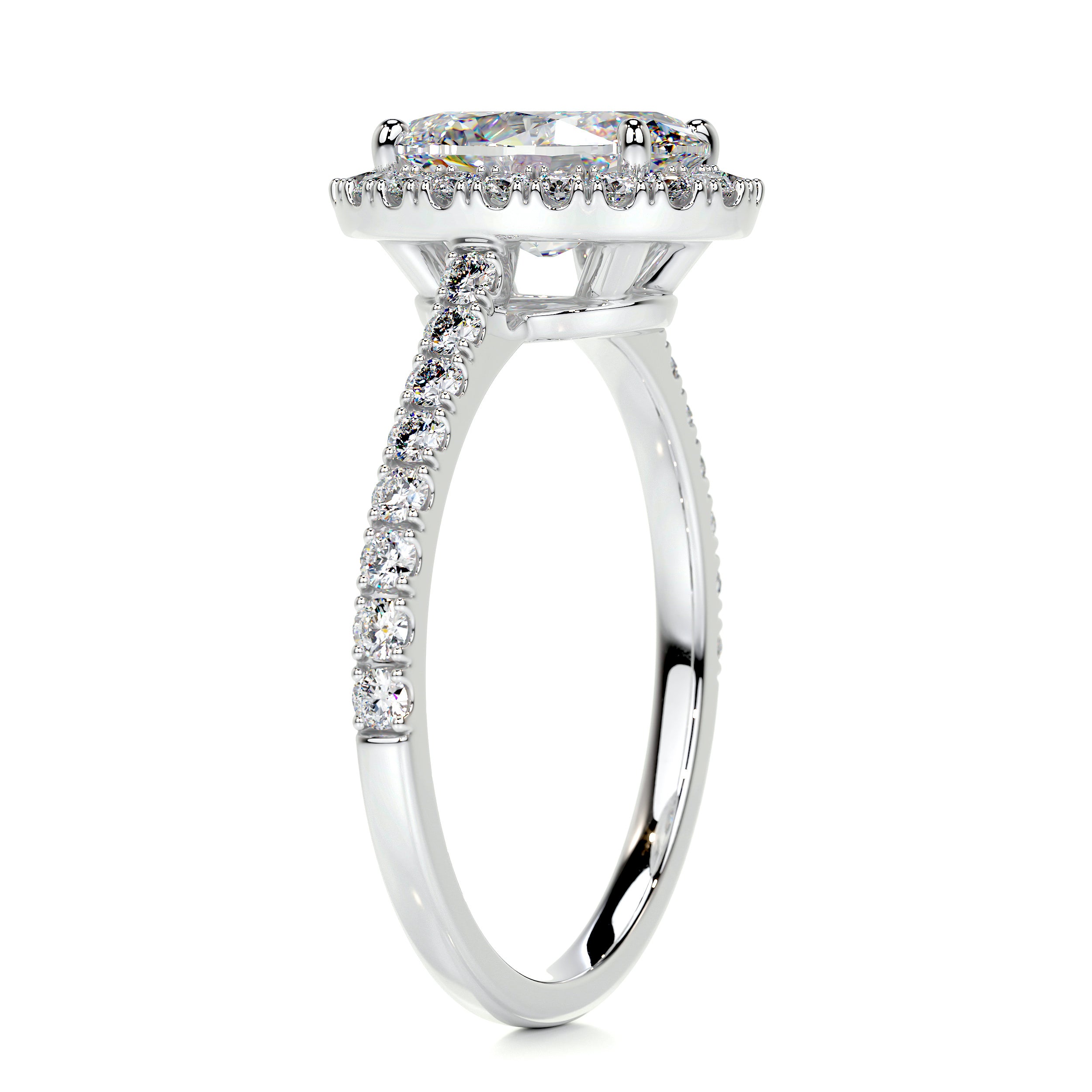 Maria Moissanite & Diamonds Ring   (2.65 Carat) -14K White Gold