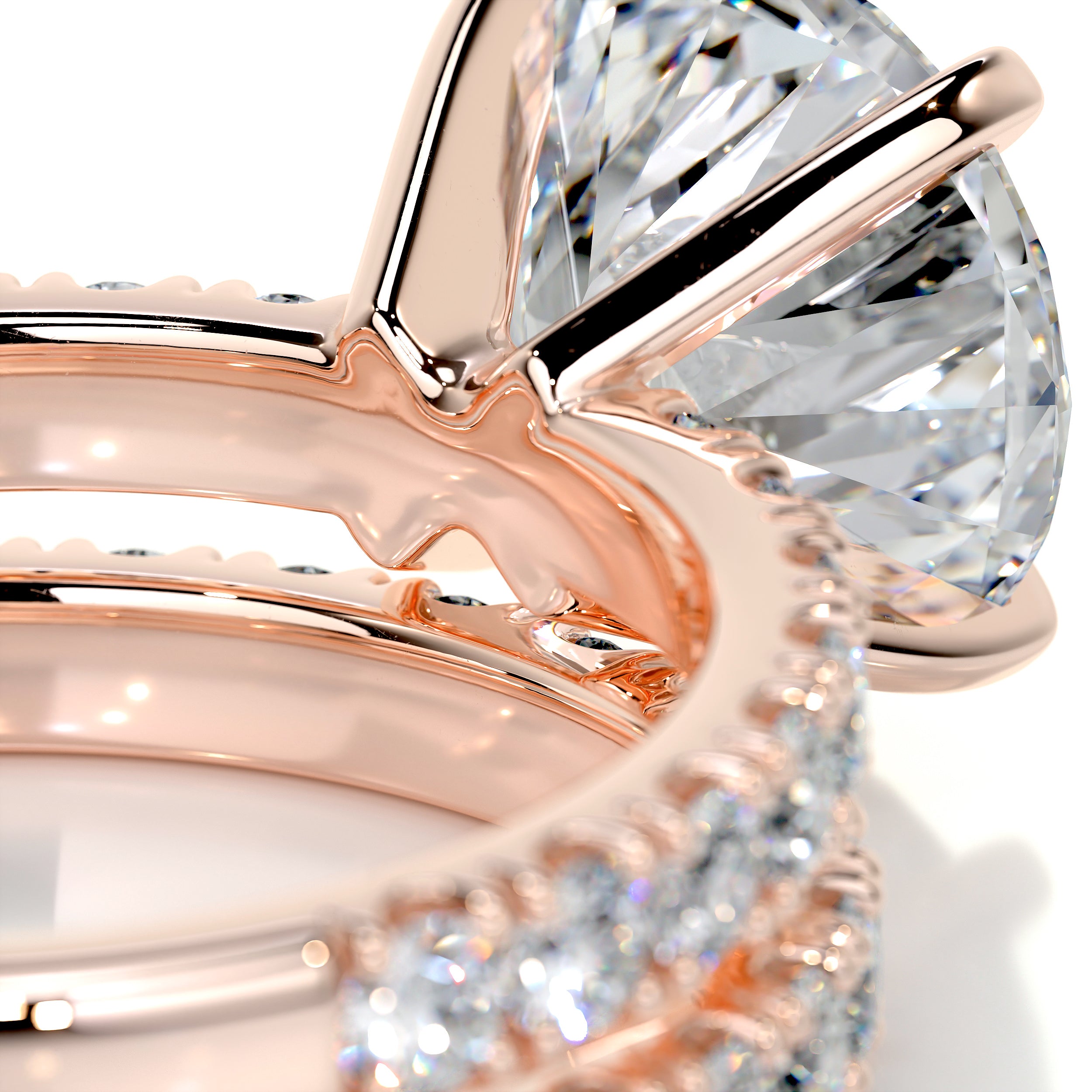 Alison Moissanite & Diamonds Bridal Set -14K Rose Gold