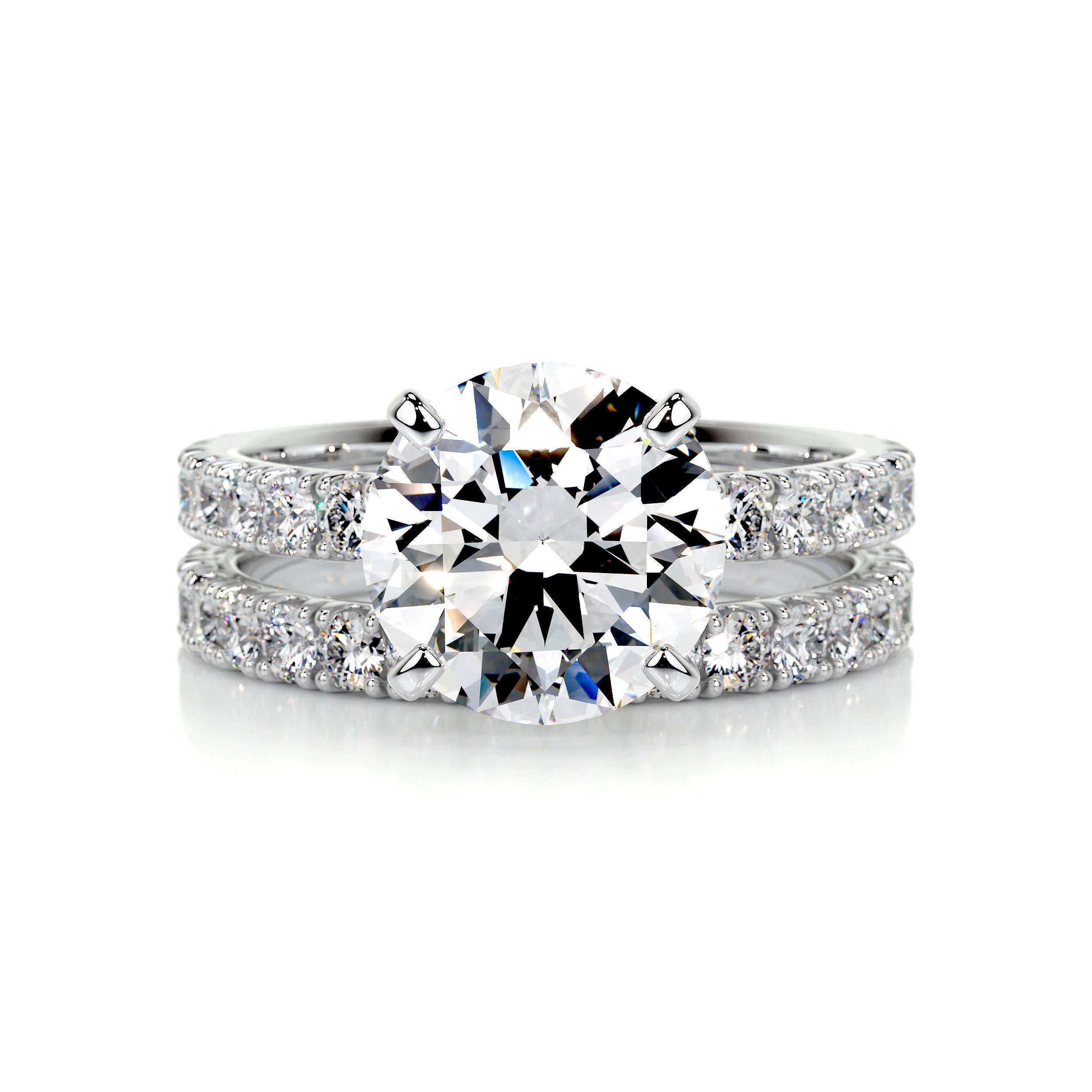 Alison Moissanite & Diamonds Bridal Set   (4.12 Carat) -14K White Gold