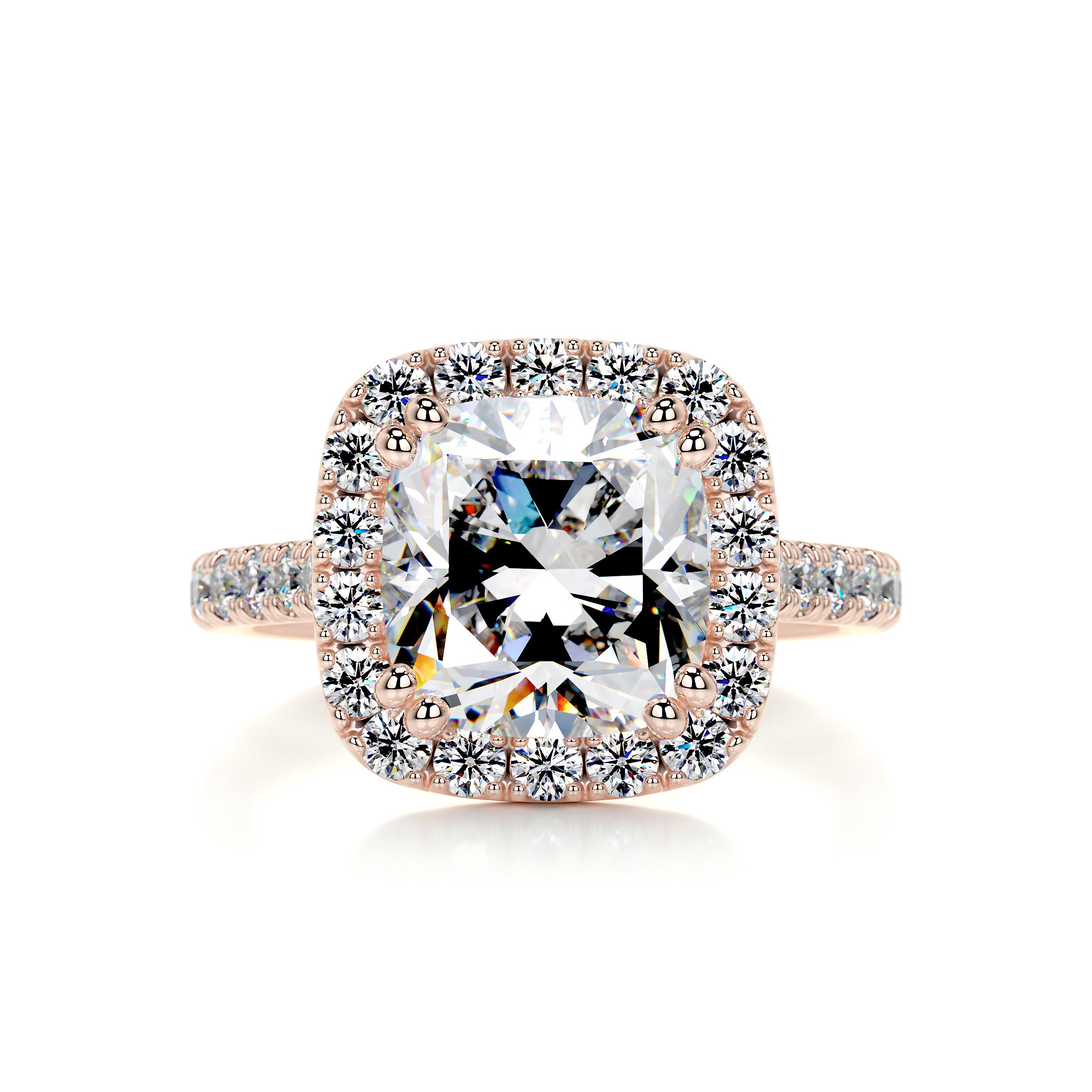 Jacqueline Moissanite & Diamonds Ring   (5.2 Carat) -14K Rose Gold