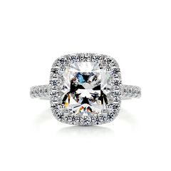 Jacqueline Moissanite & Diamond Ring -18K White Gold