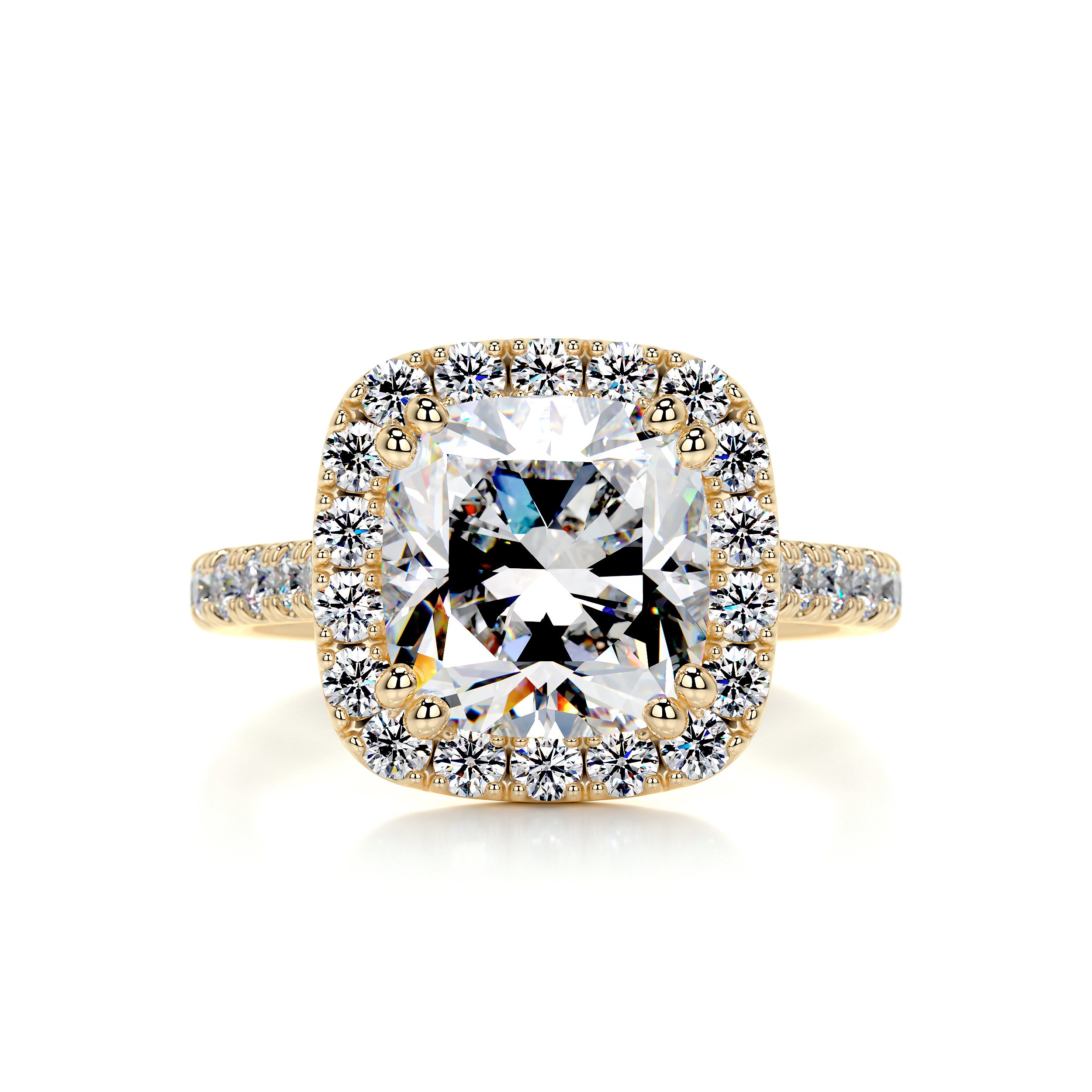 Jacqueline Moissanite & Diamonds Ring   (5.2 Carat) -18K Yellow Gold
