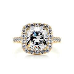 Jacqueline Moissanite & Diamond Ring -18K Yellow Gold