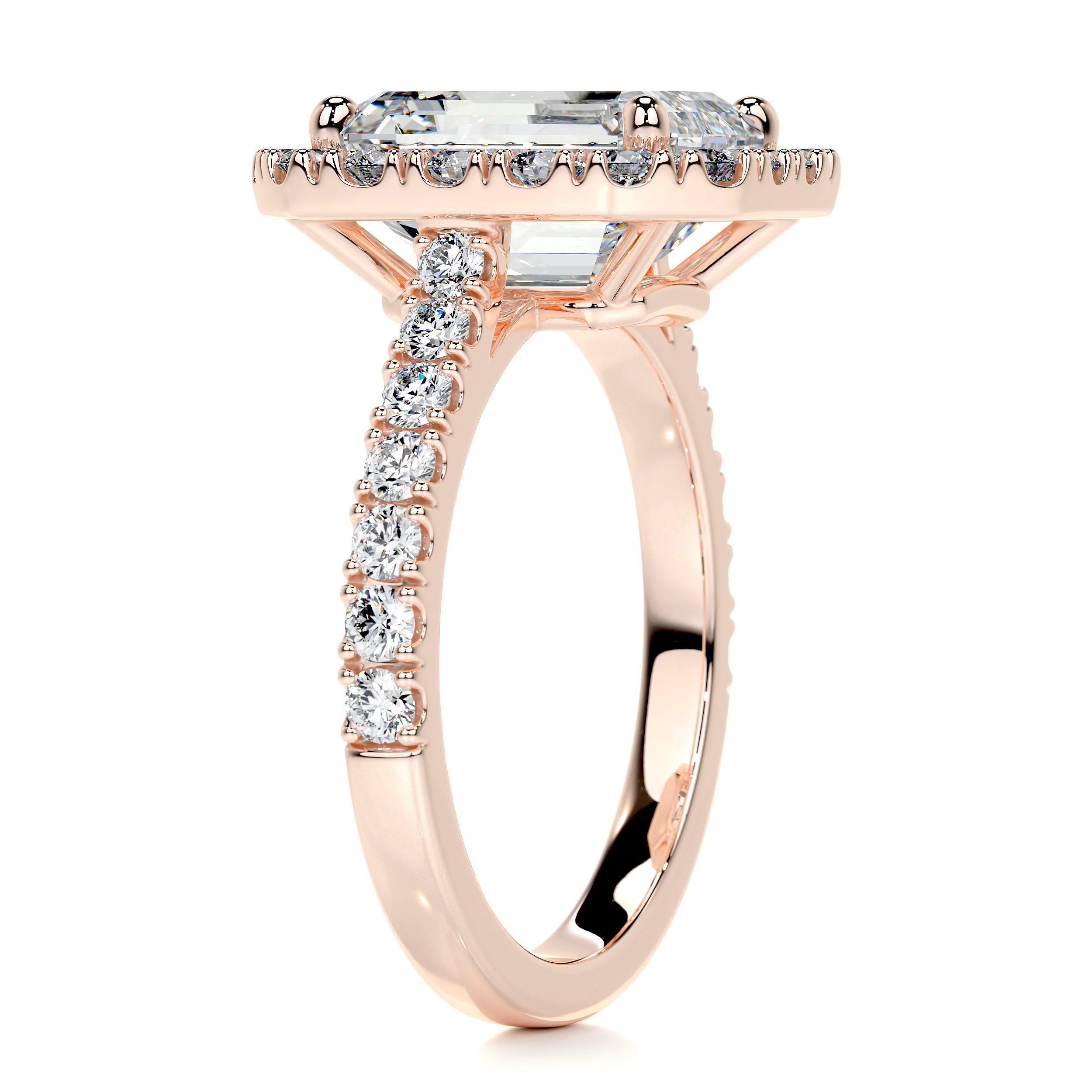 Zoey Moissanite & Diamonds Ring   (4 Carat) -14K Rose Gold
