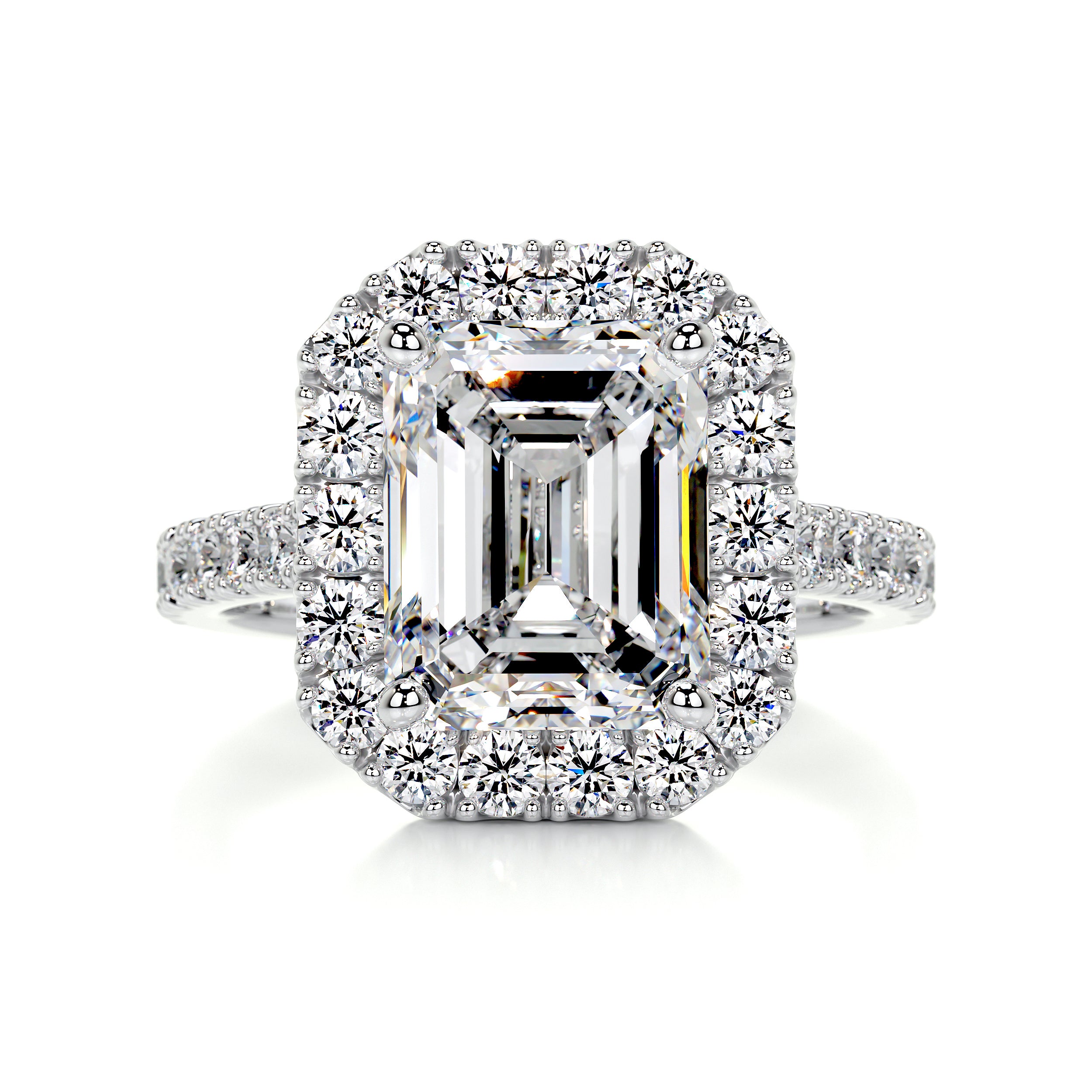 Zoey Moissanite & Diamonds Ring   (4 Carat) -18K White Gold