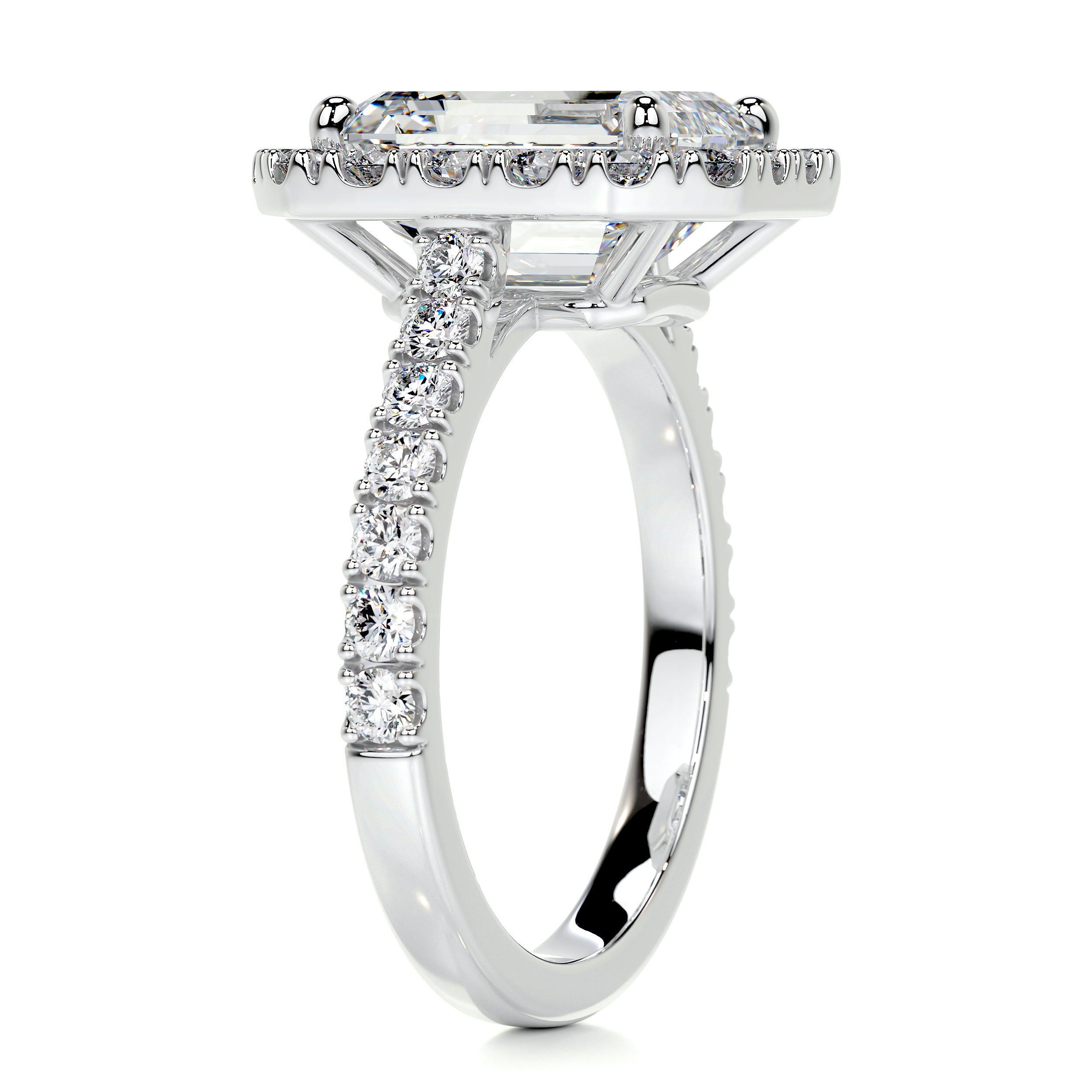 Zoey Moissanite & Diamonds Ring   (4 Carat) -18K White Gold