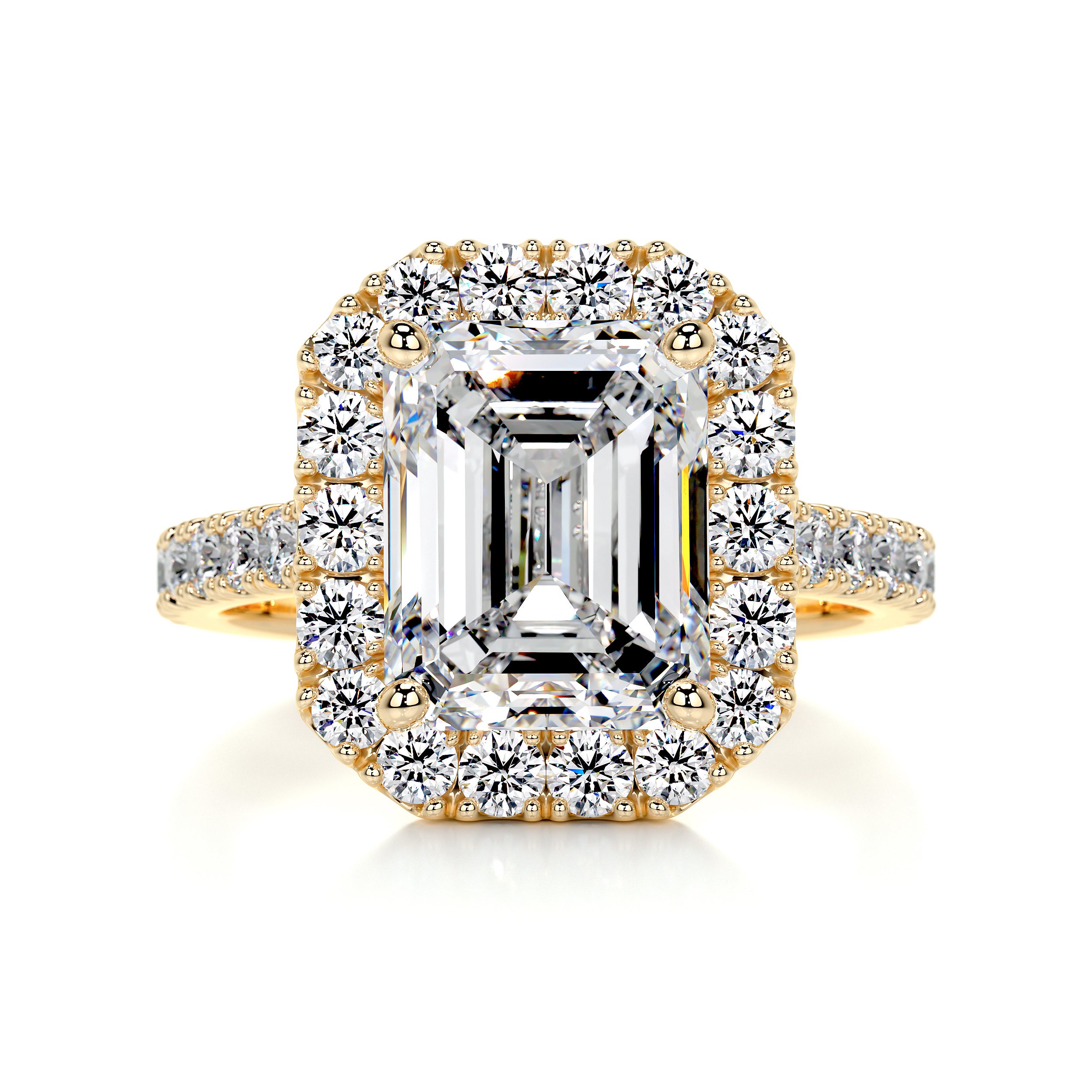 Zoey Moissanite & Diamonds Ring   (4 Carat) -18K Yellow Gold