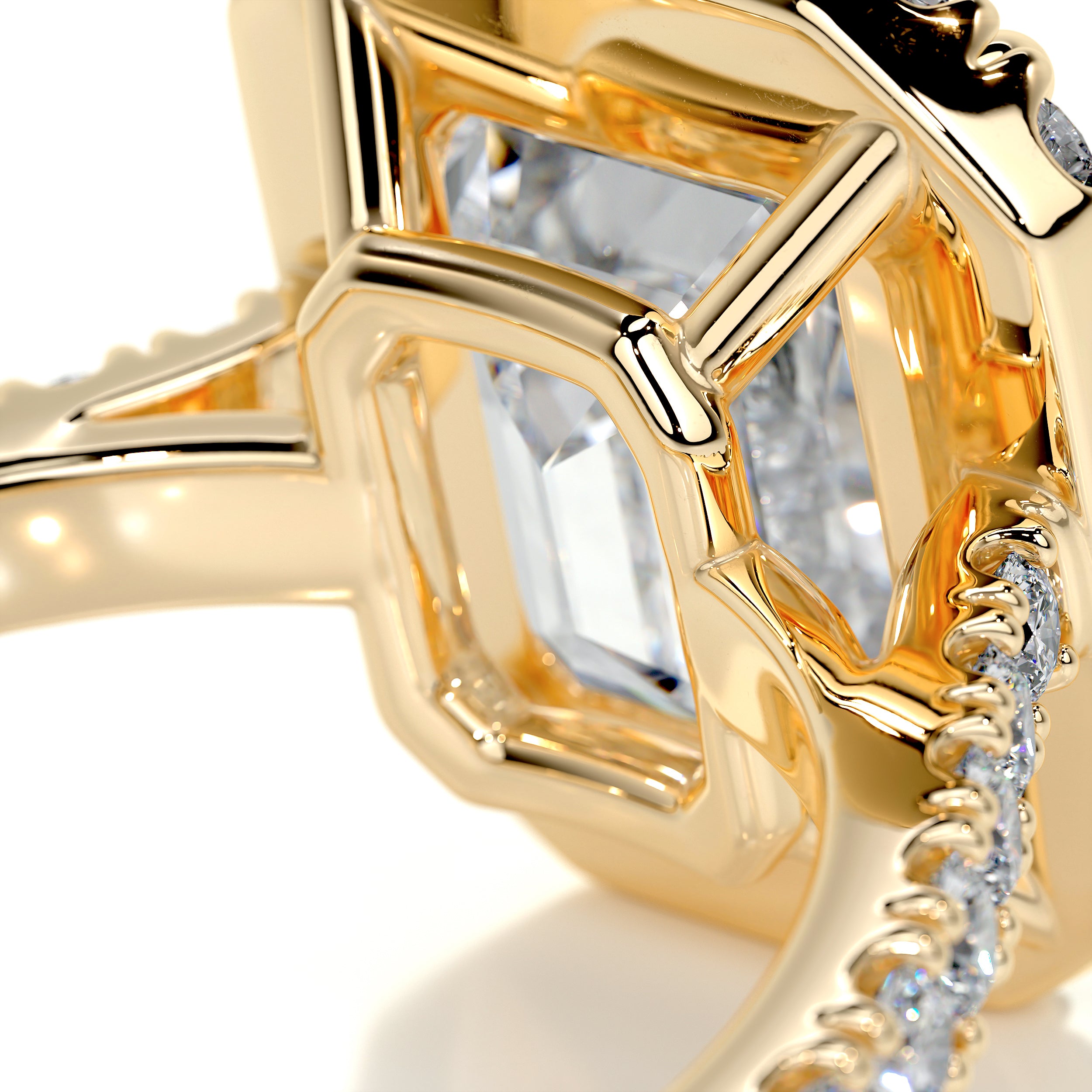 Zoey Moissanite & Diamonds Ring   (4 Carat) -18K Yellow Gold