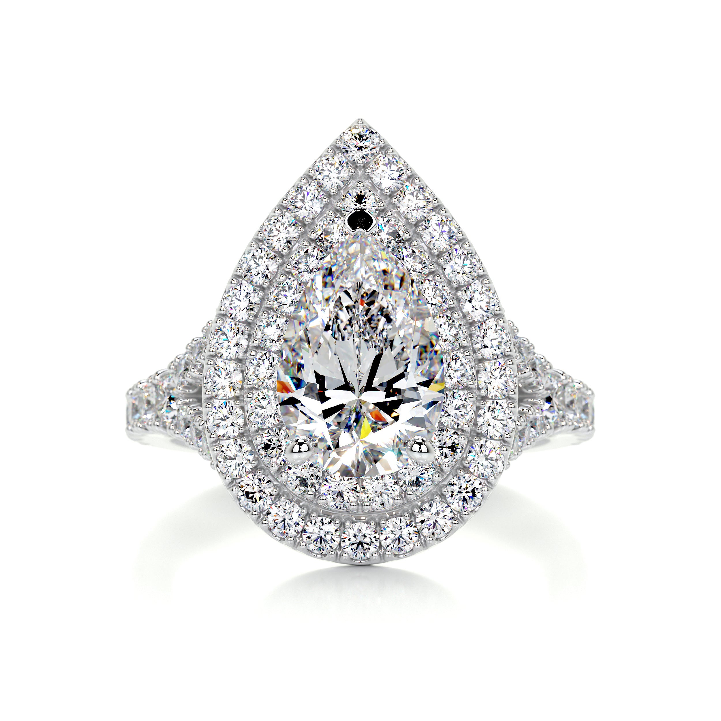 14K White Gold Vintage Emerald Cut Halo Engagement Ring